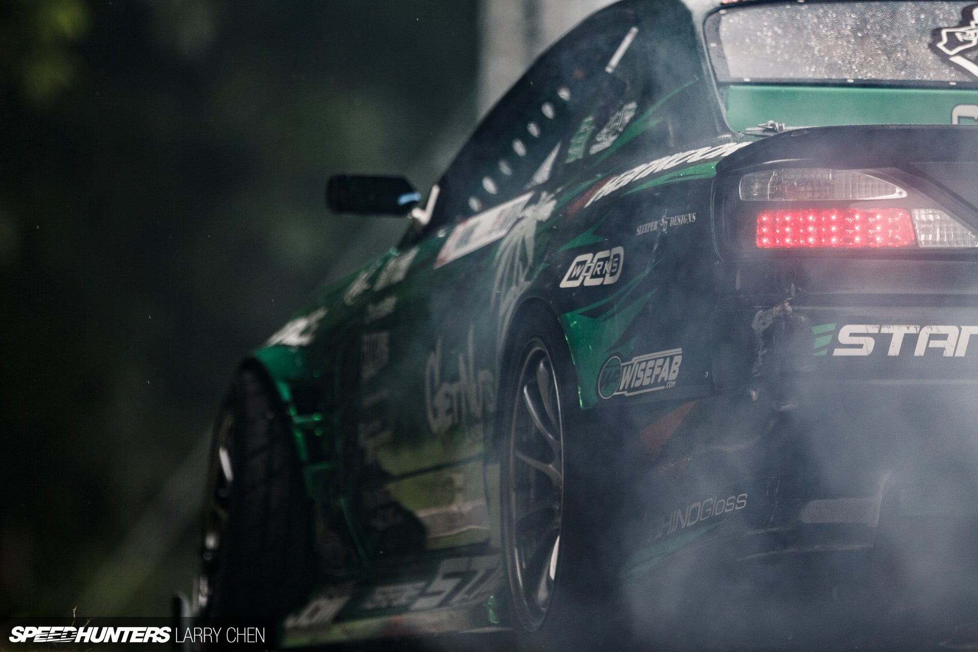selective focus, green color, professional sport, number, Nissan Silvia S14, close-up, water, racing, mode of transportation, 1080P, car, motion, nature, HD Wallpaper