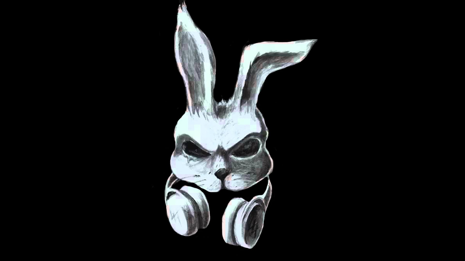 no People, easter, animal, body part, studio shot, digital, animal body part, still life, 1080P, Music, animal head, halloween, rabbit, headphones, black Color, HD Wallpaper