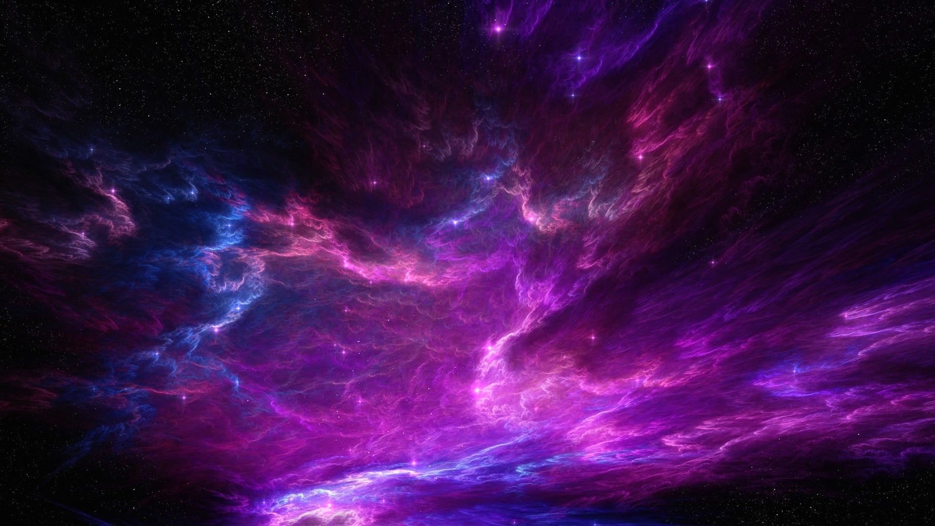 beauty in nature, 1080P, space, tranquility, scenics - nature, mystery, blue, sky, outdoors, colorful, star - space, purple, multi colored, low angle view, HD Wallpaper