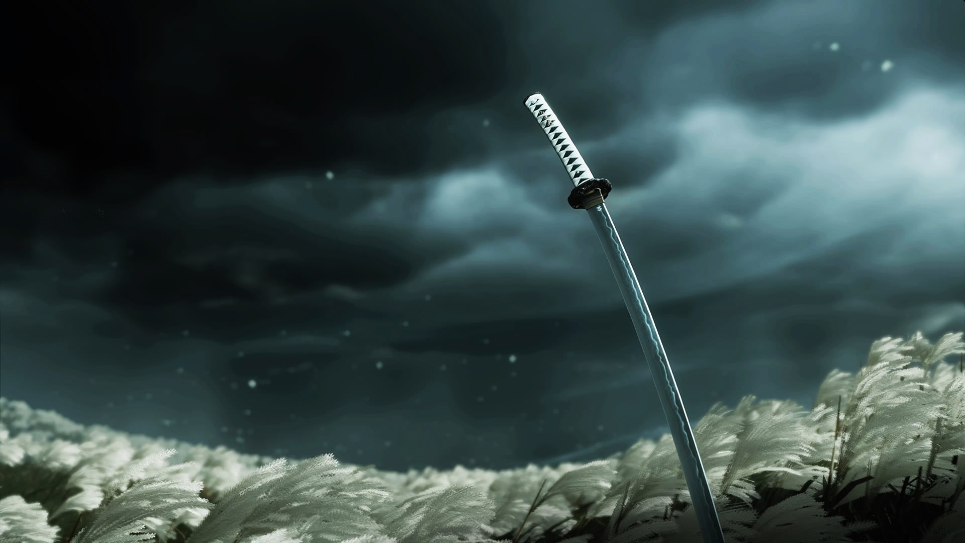 katana, field, Ghost of Tsushima, clouds, 1080P, HD Wallpaper