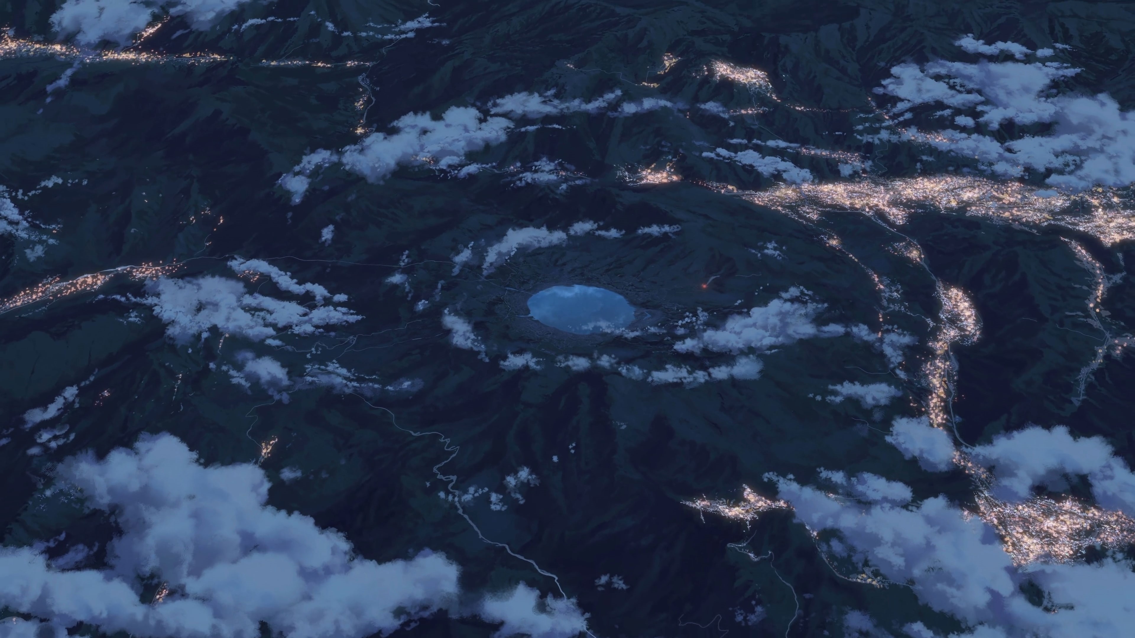 plant, cold temperature, snow, scenics - nature, 4K, water, tree, full frame, clouds, tranquil scene, Makoto Shinkai, cloud - sky, Kimi no Na Wa, anime, HD Wallpaper