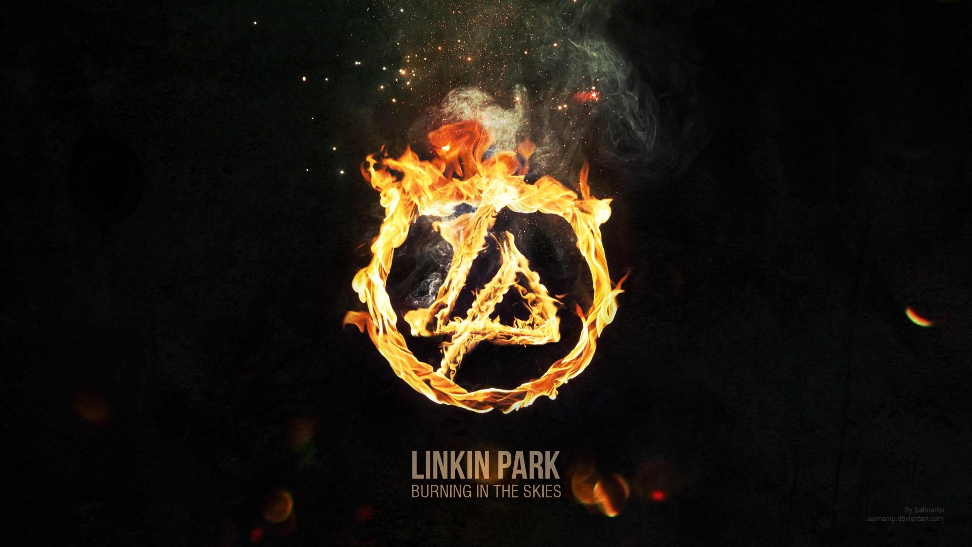 skies, music artists, park, burning, logo, linkin, 1080P, HD Wallpaper
