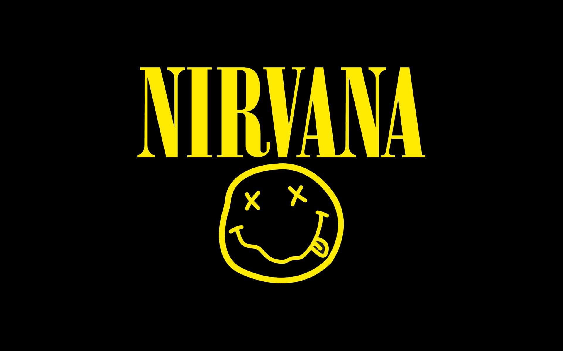 no people, illuminated, text, Band (Music), western script, 1080P, information, dark, Nirvana, black background, sign, studio shot, yellow, close-up, warning sign, HD Wallpaper
