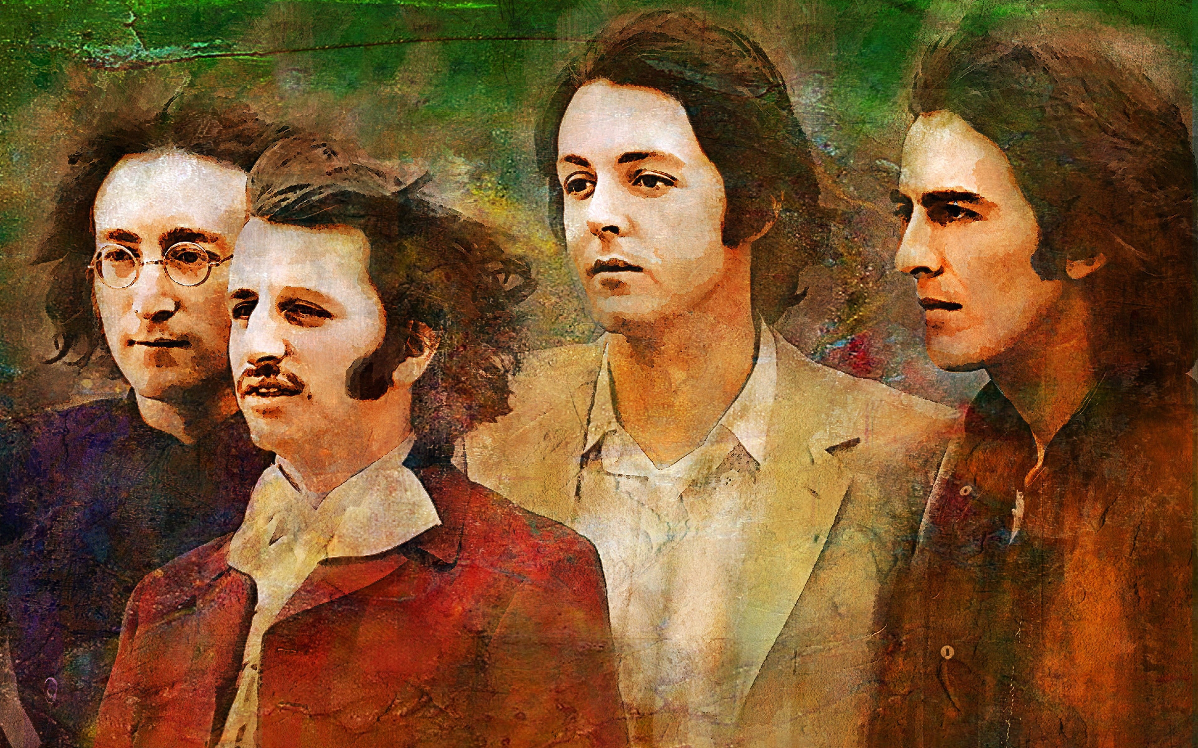 ringo starr, the beatles, john lennon backgrounds, george harrison, paul mccartney, 4K, HD Wallpaper