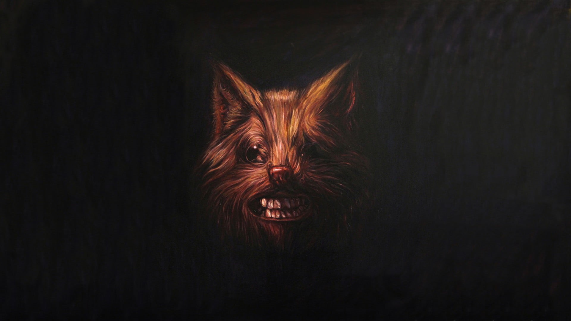 animal, domestic animals, animal themes, indoors, dark, dog, no people, domestic, painting, one animal, vertebrate, 1080P, animal eye, canine, mammal, HD Wallpaper