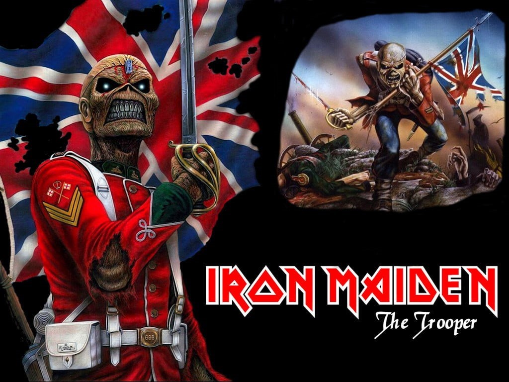 band mascot, western script, Union Jack, male likeness, British, Eddie, representation, maiden, human representation, armed forces, Trooper, poster, creativity, HD Wallpaper