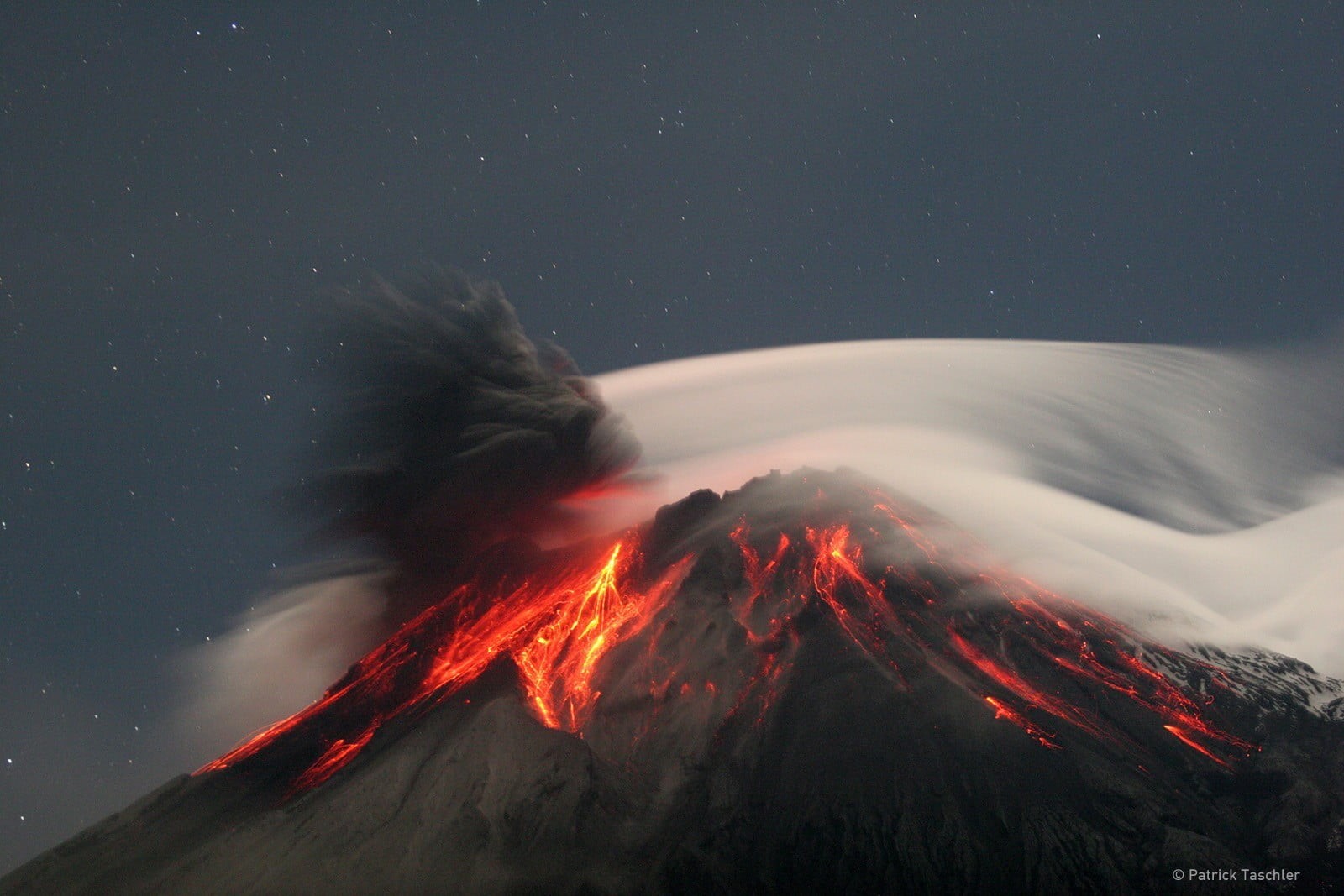 long exposure, trees, land, beauty in nature, volcano, volcanic eruption, landscape, mountain peak, lava, exploding, scenics - nature, power in nature, HD Wallpaper