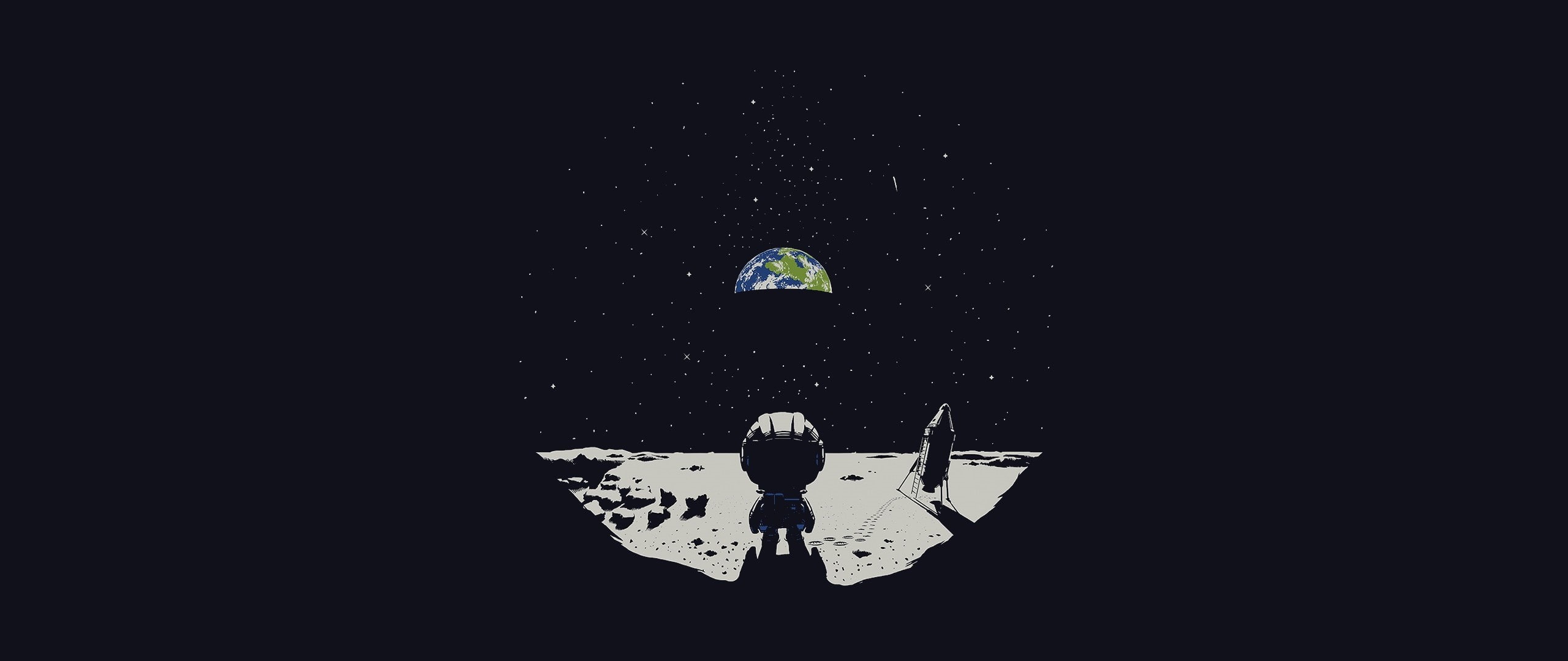 Earth, space, ultra-wide, ultrawide, Moon, Kerbal Space Program, 2K, HD Wallpaper