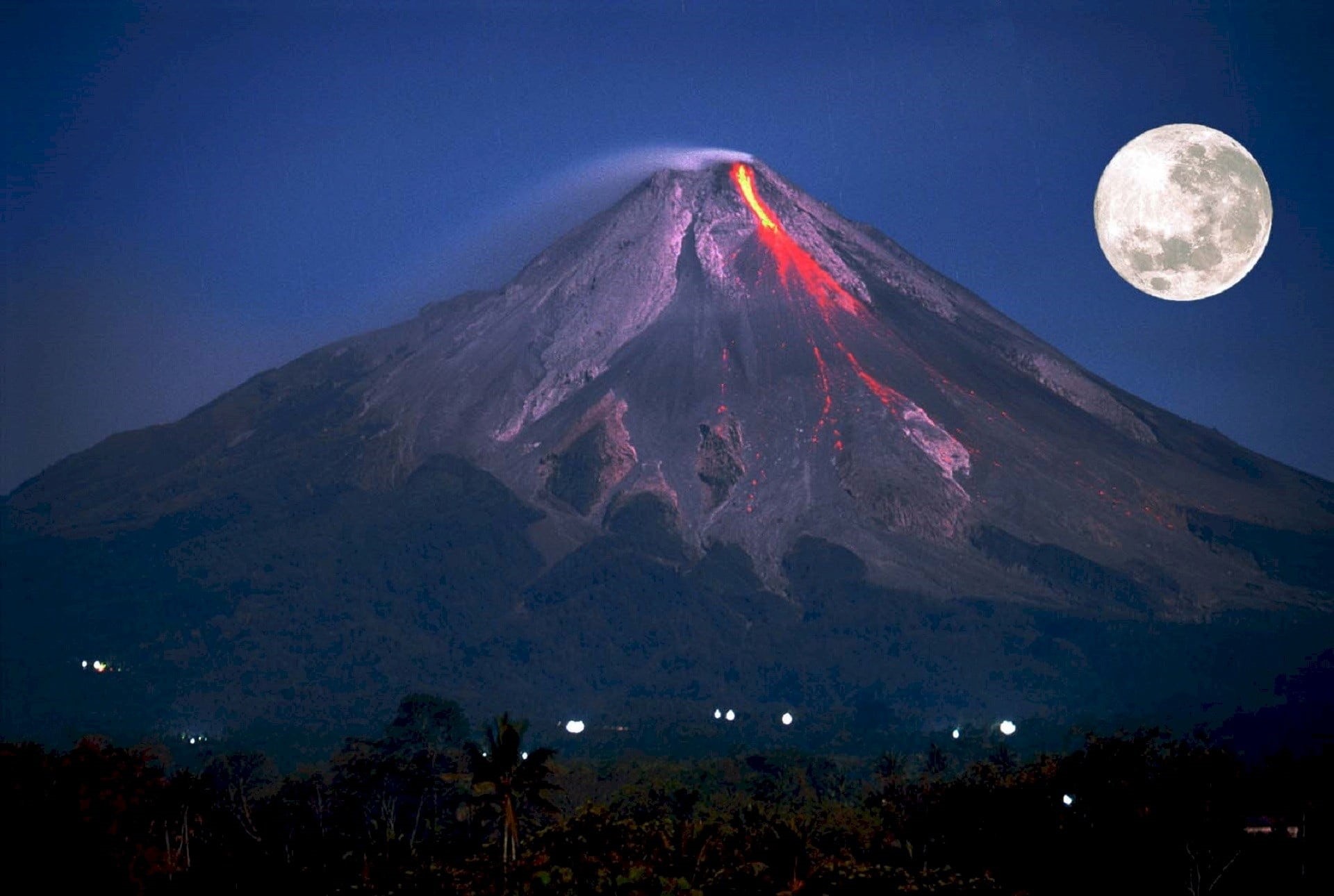 scenics - nature, nature, peak, active volcano, land, indonesia, mountain peak, snowcapped mountain, mt Fuji, night, sky, erupting, mountain, travel destinations, HD Wallpaper