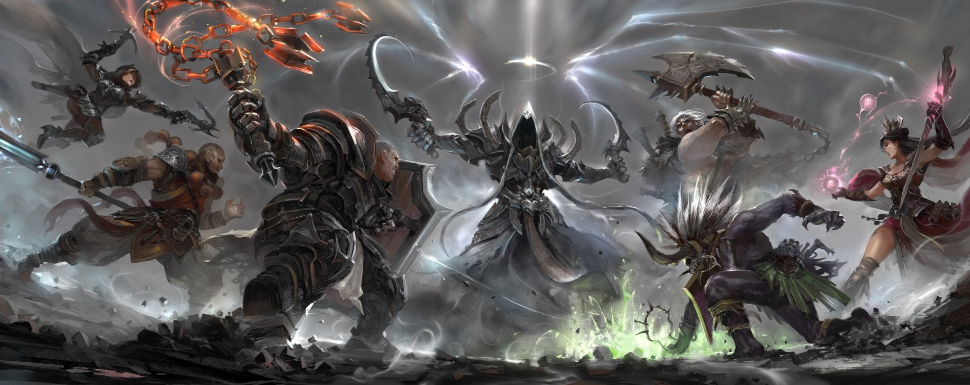 Witch Doctor (Diablo III), Demon Hunter (Diablo III), Diablo, Diablo III: Reaper Of Souls, Monk (Diablo III), Malthael (Diablo III), 1080P, Barbarian (Diablo III), HD Wallpaper