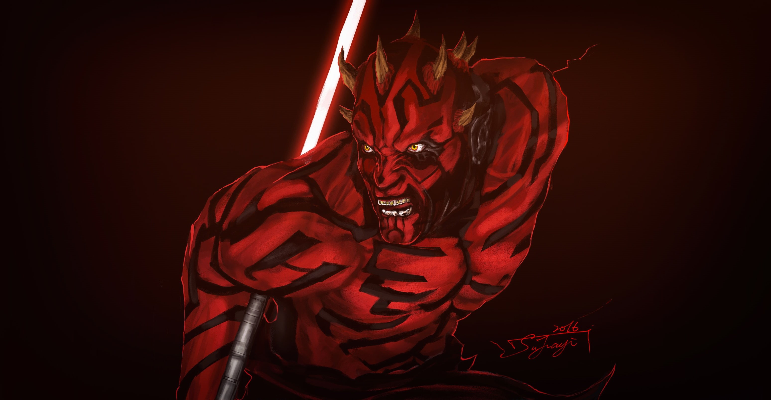 art and craft, indoors, close-up, illuminated, representation, pattern, Darth Maul, dark, young adult, 2K, craft, Star Wars, artwork, Sith, one person, HD Wallpaper
