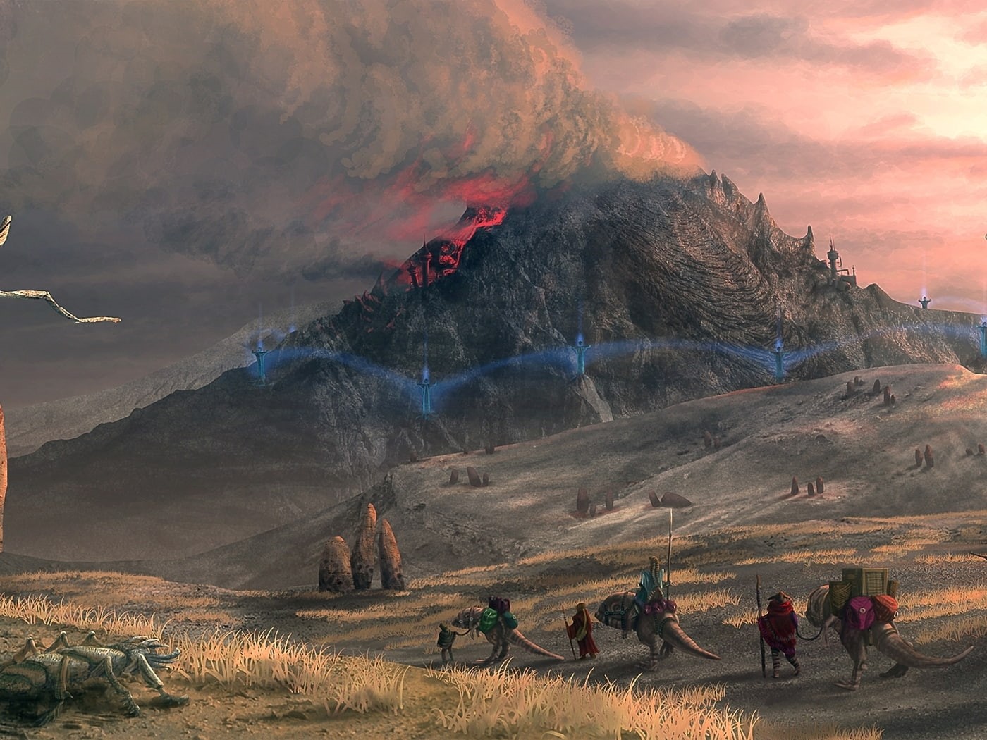 men, real people, beauty in nature, leisure activity, people, environment, non-urban scene, mammal, video games, group of animals, sky, The Elder Scrolls III: Morrowind, HD Wallpaper