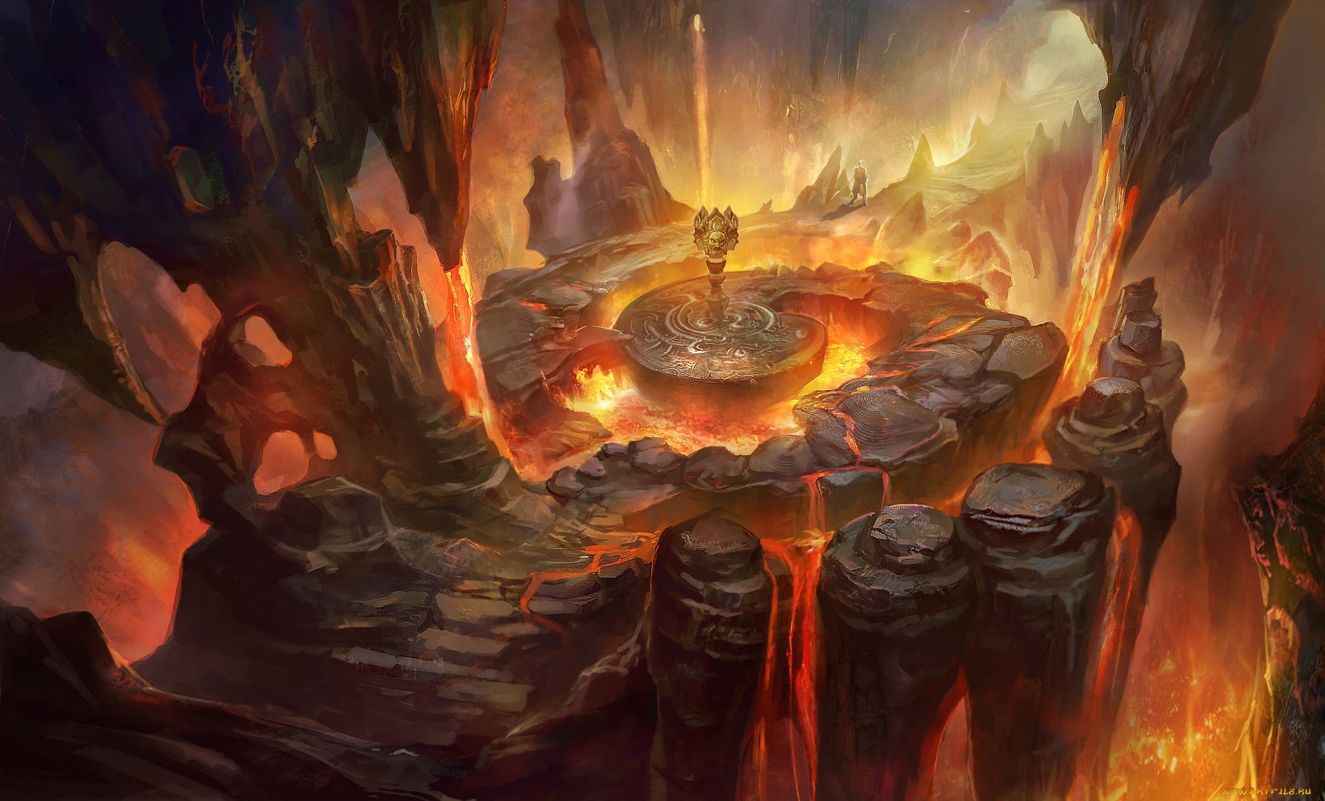 artwork, fantasy art, 1080P, lava, fire, HD Wallpaper