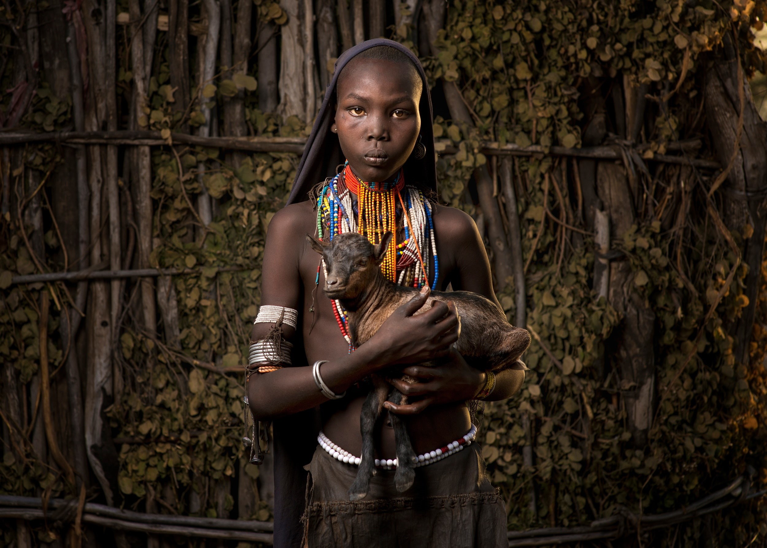 1080P, Ethiopia, goat, girl, Africa, HD Wallpaper