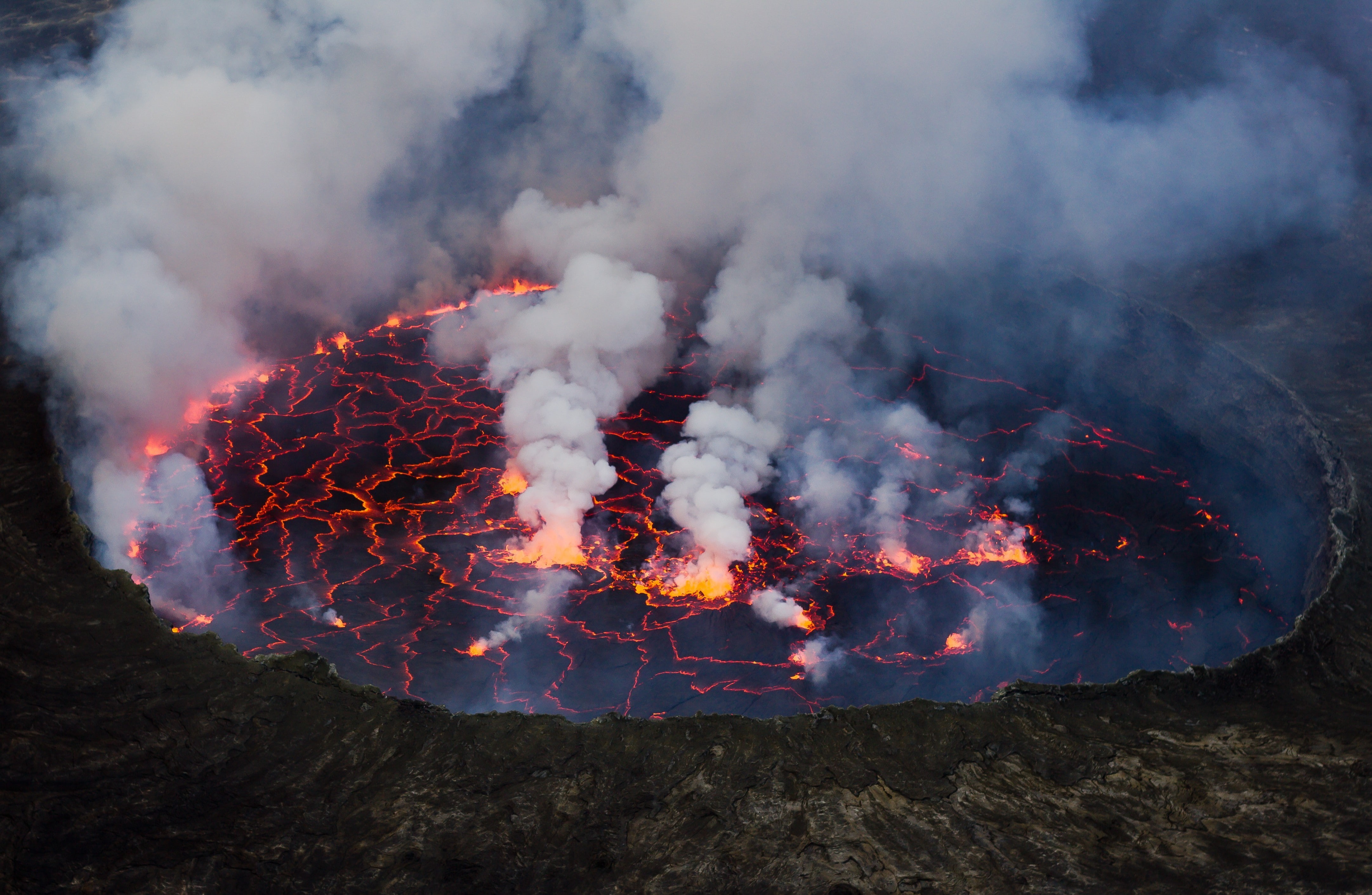 lava, 4K, smoke, volcano, HD Wallpaper