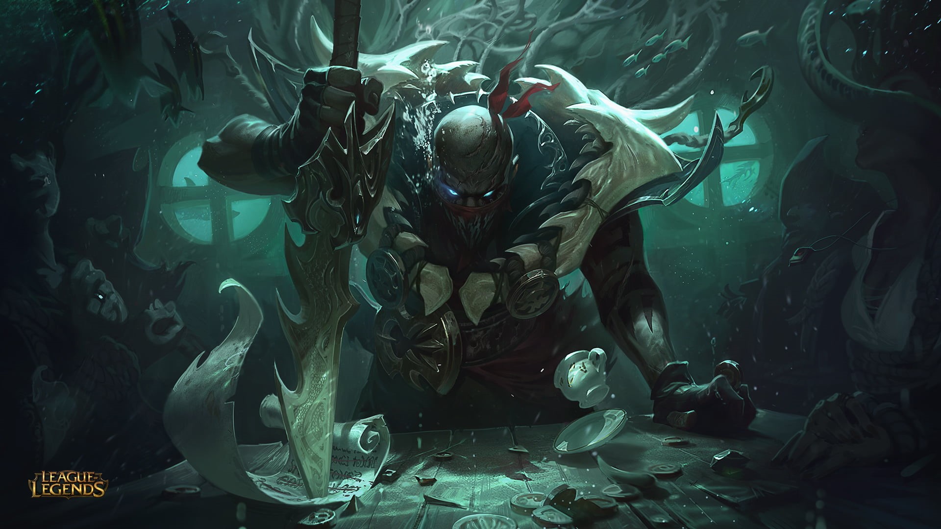 men, league, group of animals, front view, real people, animal wildlife, animals in the wild, 1080P, one person, Pyke (league of Legends), League of Legends, HD Wallpaper