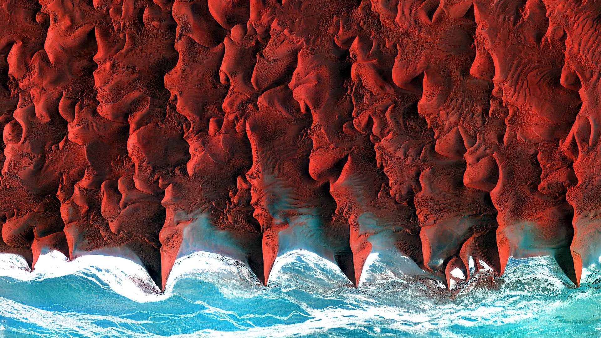 nature, red, 1080P, outdoors, namib, abundance, sea, holiday, motion, sport, beauty in nature, day, water, travel, no people, high angle view, desert, HD Wallpaper