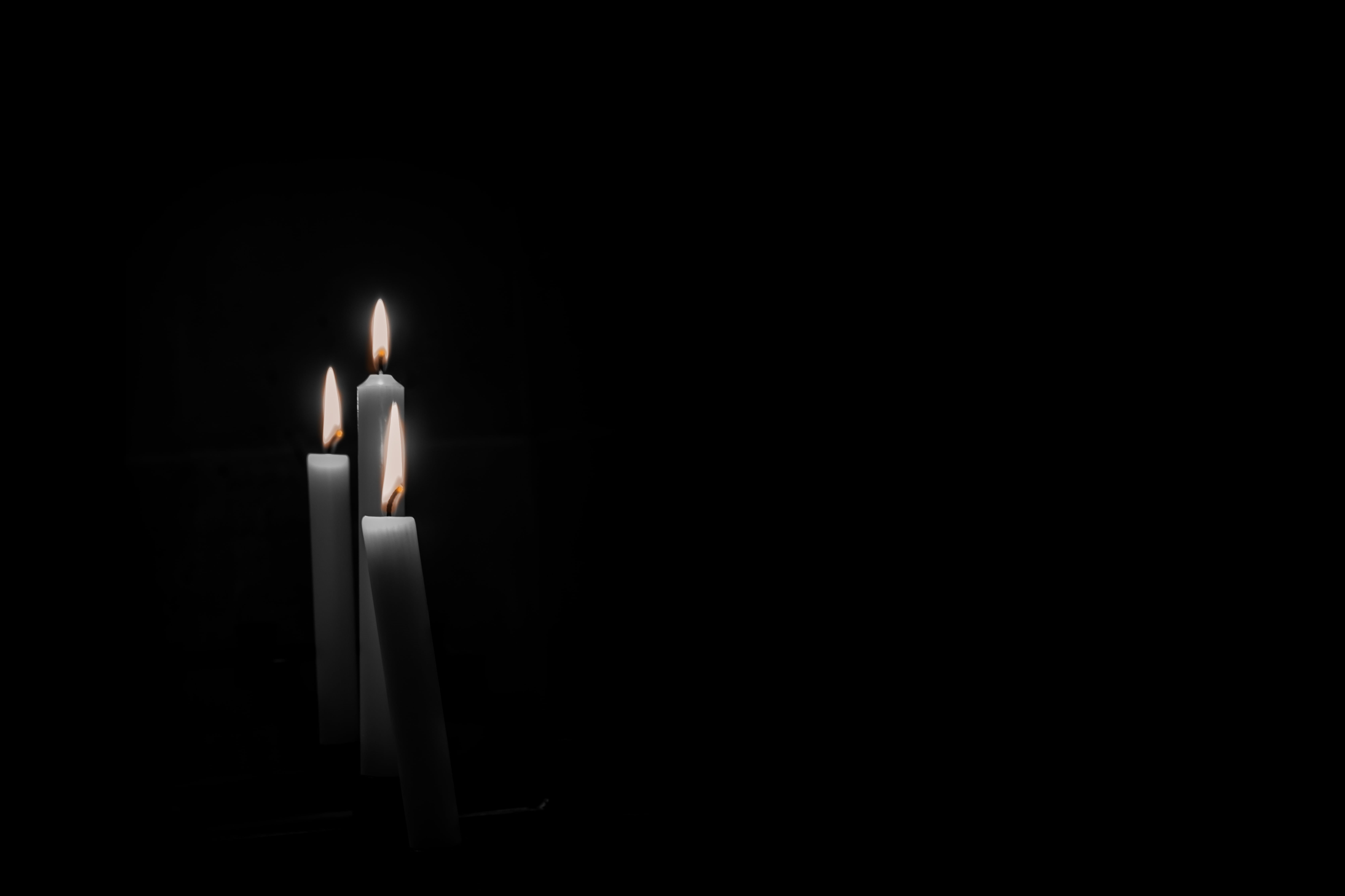 light at the end of the tunnel, black color, heat - temperature, trauerkarte, death, candles, domestic room, grayscale, light, burning, fire - natural phenomenon, HD Wallpaper