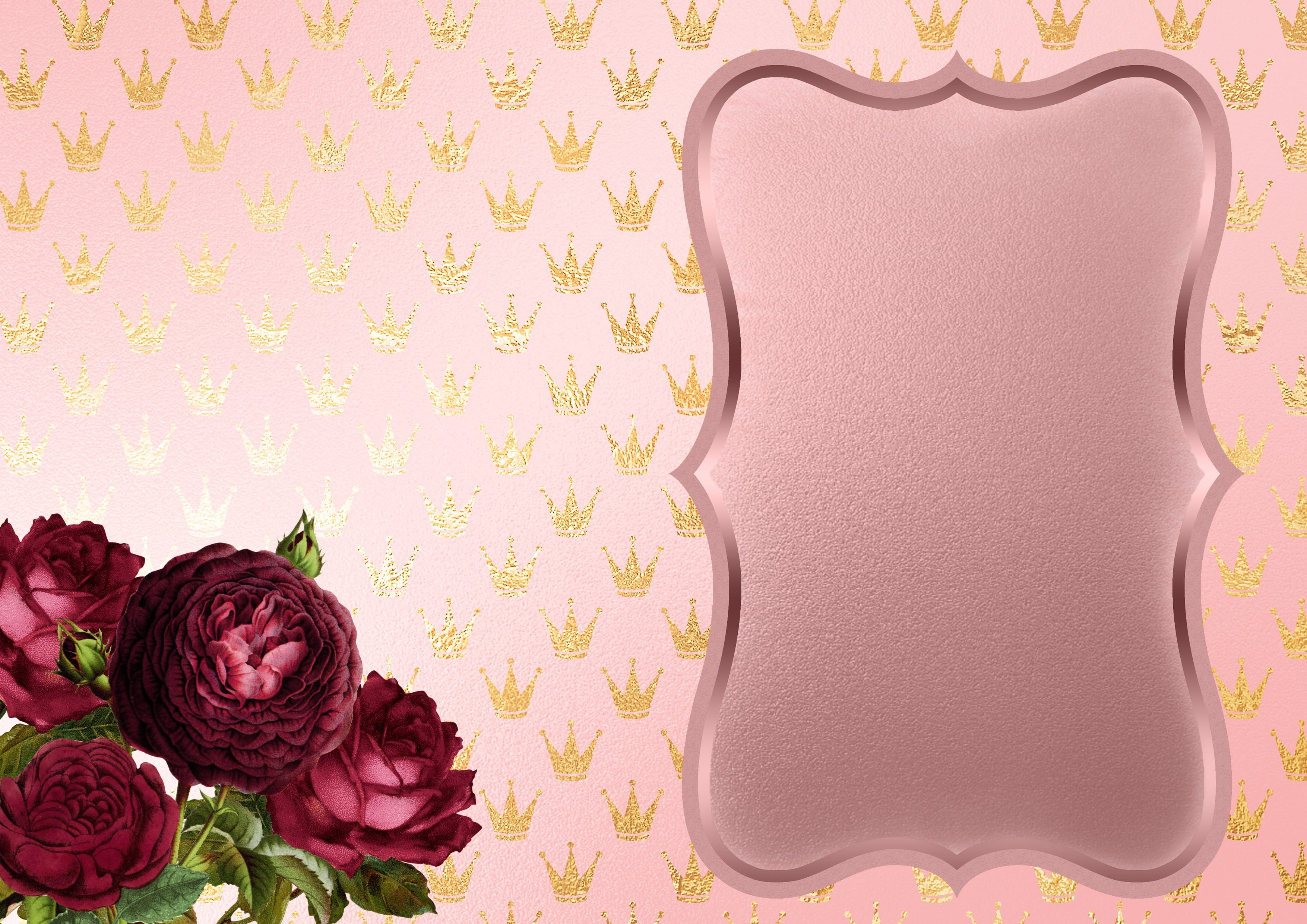 template, pink color, red rose, digital greeting, studio shot, pink, love, texture, arrangement, frame, floral, indoors, wedding, red, crowns, vintage, HD Wallpaper