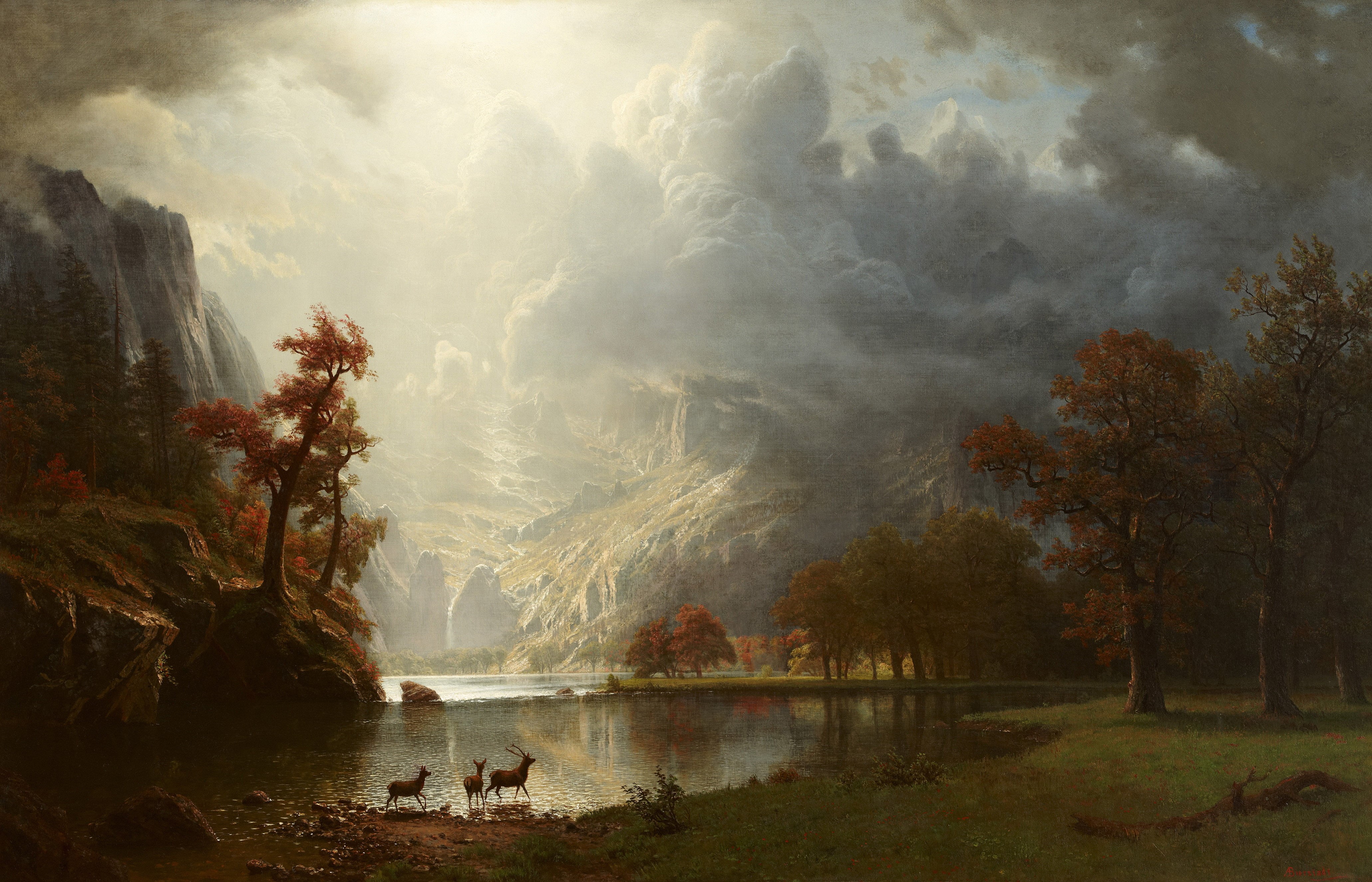 4K, classical art, Sierra Nevada Morning, Albert Bierstadt, classic art, HD Wallpaper