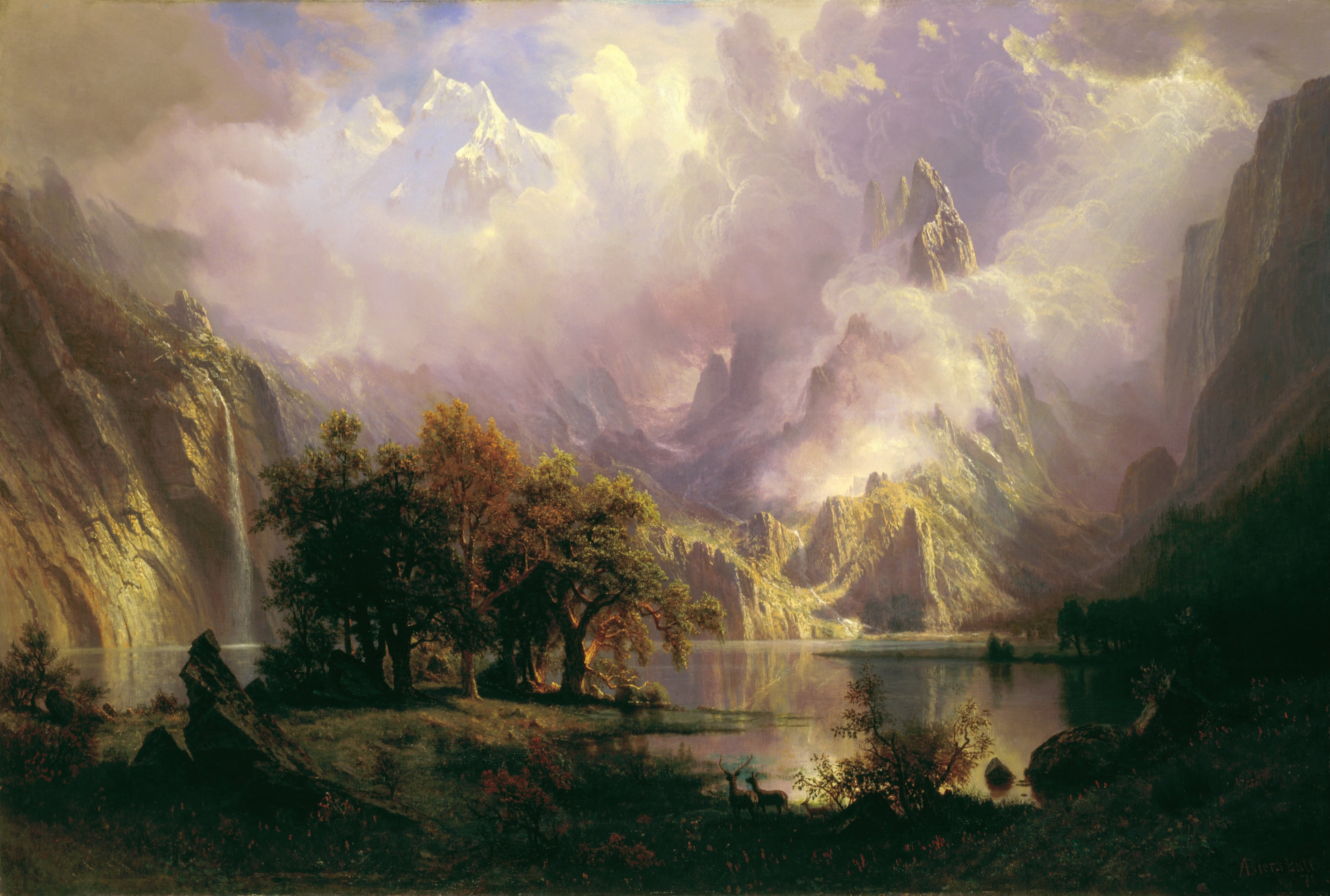 classical art, Albert Bierstadt, 5K, Rocky Mountain Landscape, HD Wallpaper