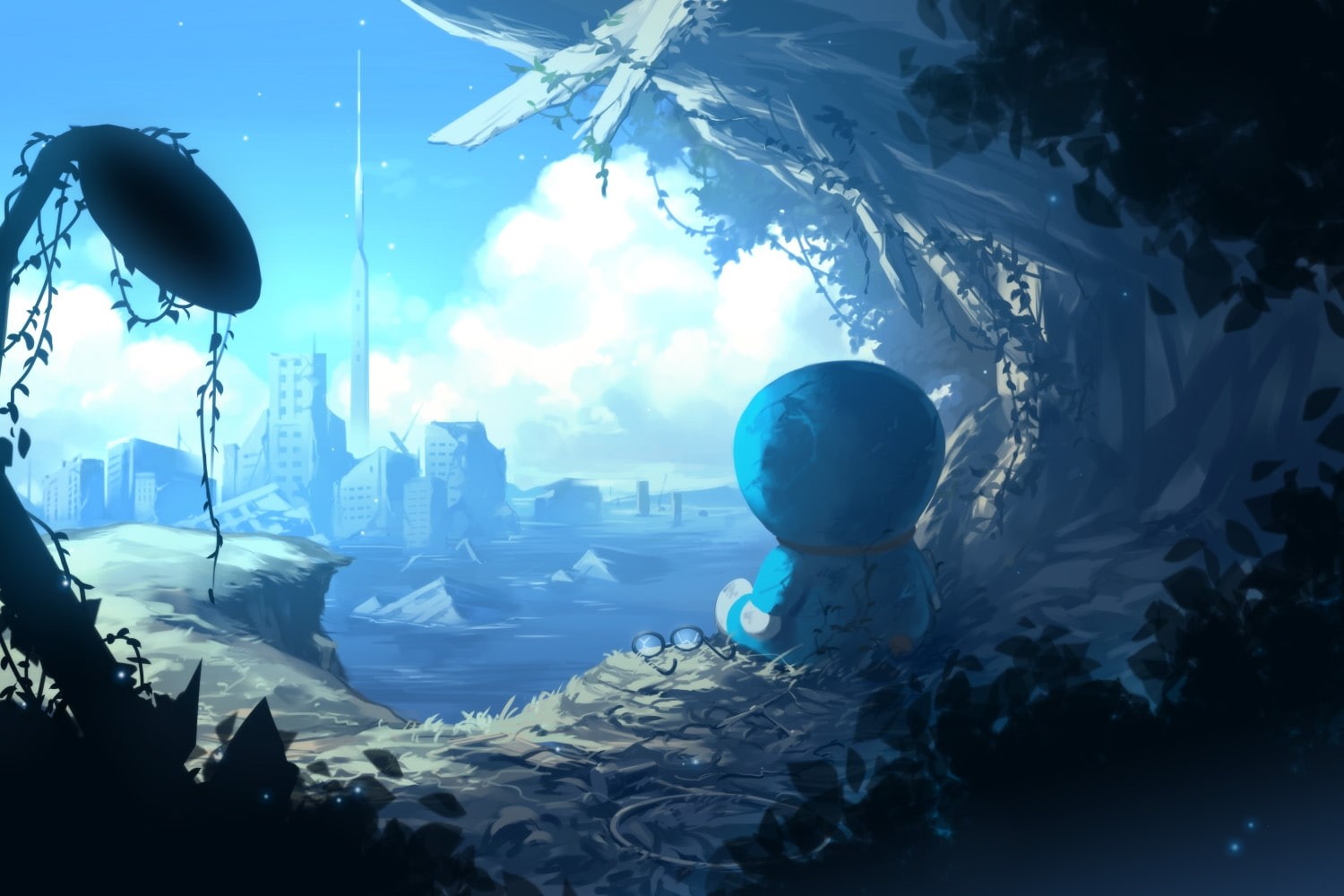 animals in the wild, Anime, sky, undersea, 720P, animal wildlife, fish, tank, outdoors, no people, glass - material, underwater, nature, swimming, marine, HD Wallpaper
