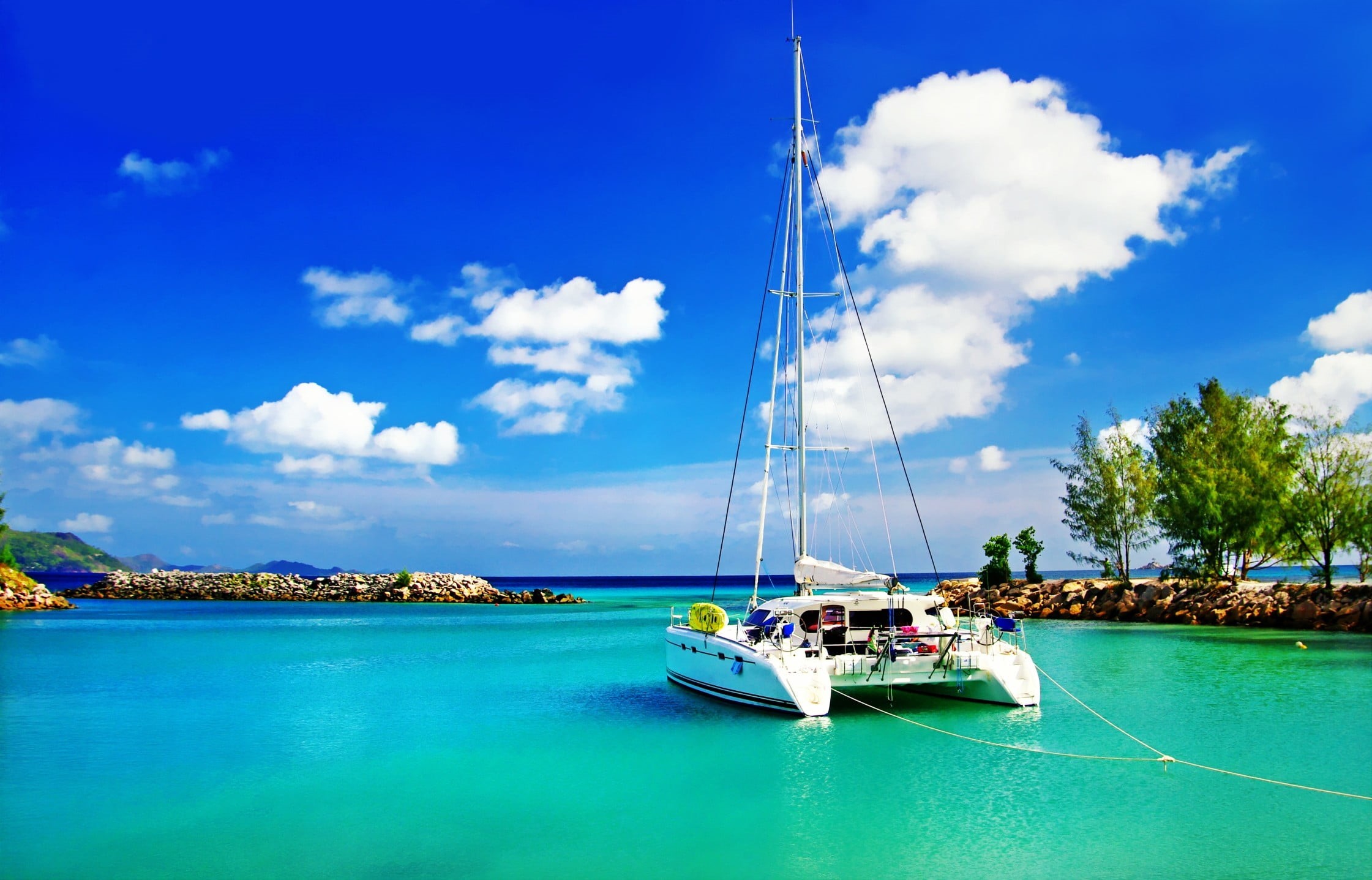 water, transportation, sea, boat, white, nature, cloud - sky, sky, scenics - nature, nautical vessel, outdoors, travel, mode of transportation, catamaran, HD Wallpaper