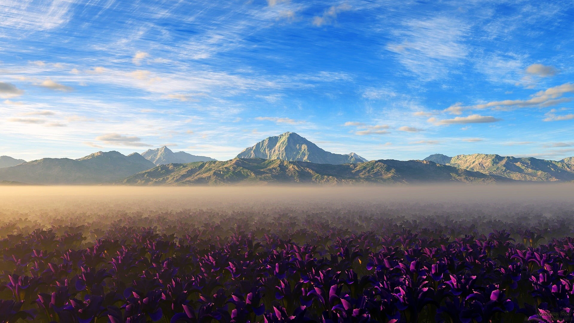 land, purple, forest, sky, day, nature, european Alps, beauty In Nature, tree, sun, plant, springtime, no People, backgrounds, field, tranquility, meadow, HD Wallpaper