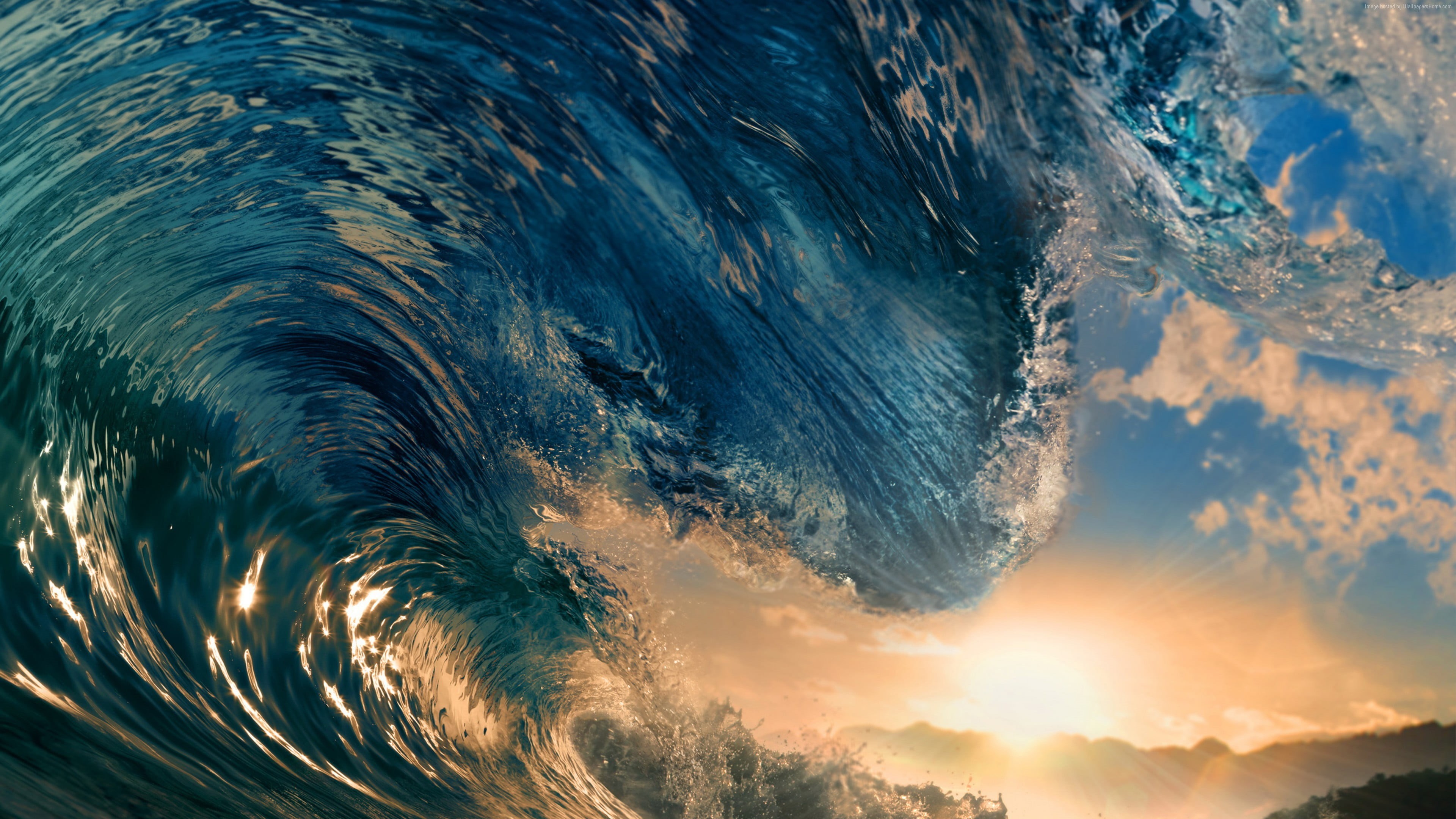 vacations, wave, coastline, beauty In Nature, sunbeam, nature, pipeline Wave, waves, beach, power in nature, tranquility, no People, clear, surf, outdoors, HD Wallpaper