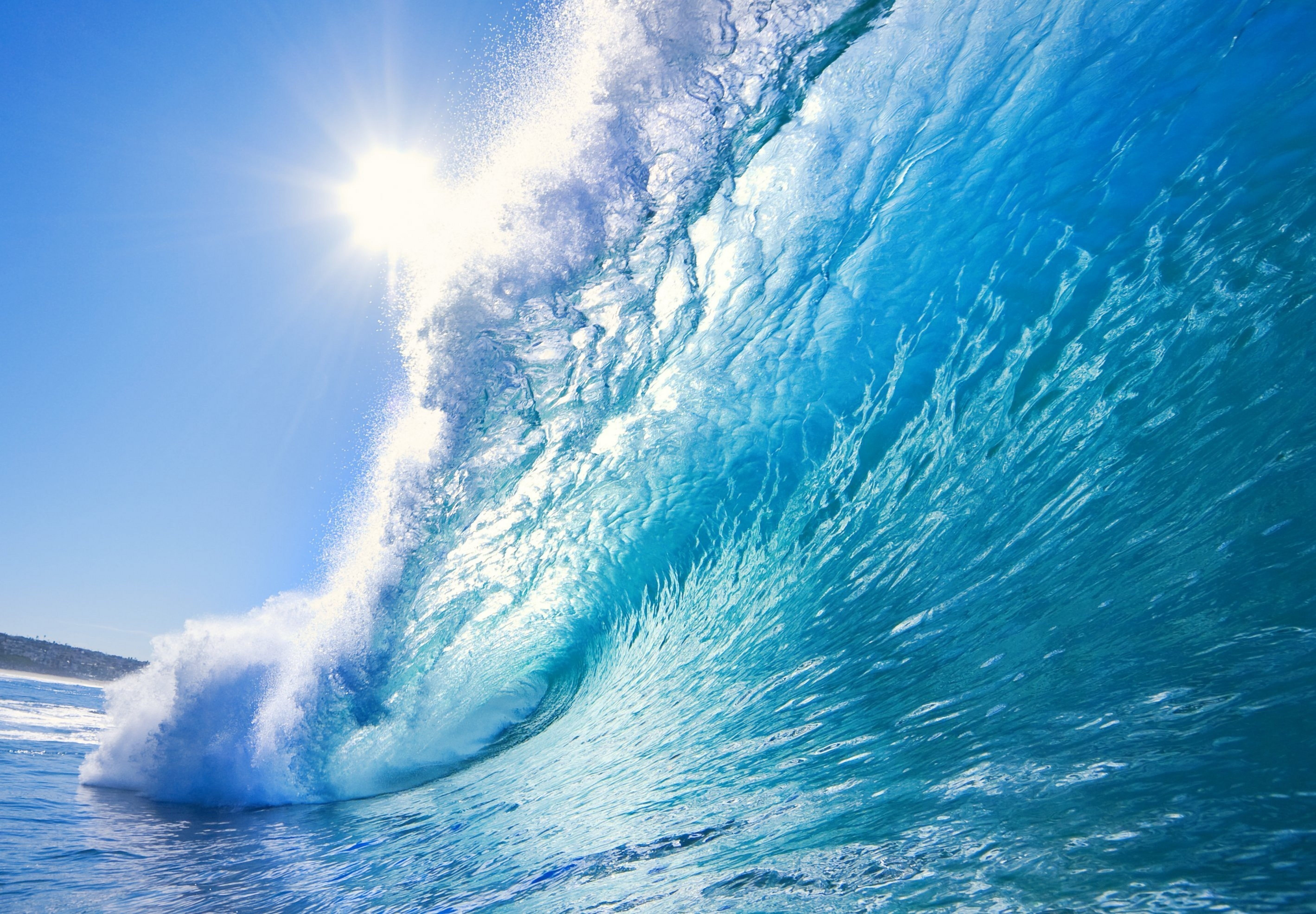 outdoors, day, bright, splashing, scenics - nature, sport, water, power in nature, 5K, nature, sea, wave, breaking, waves, no people, Sun, sunlight, HD Wallpaper