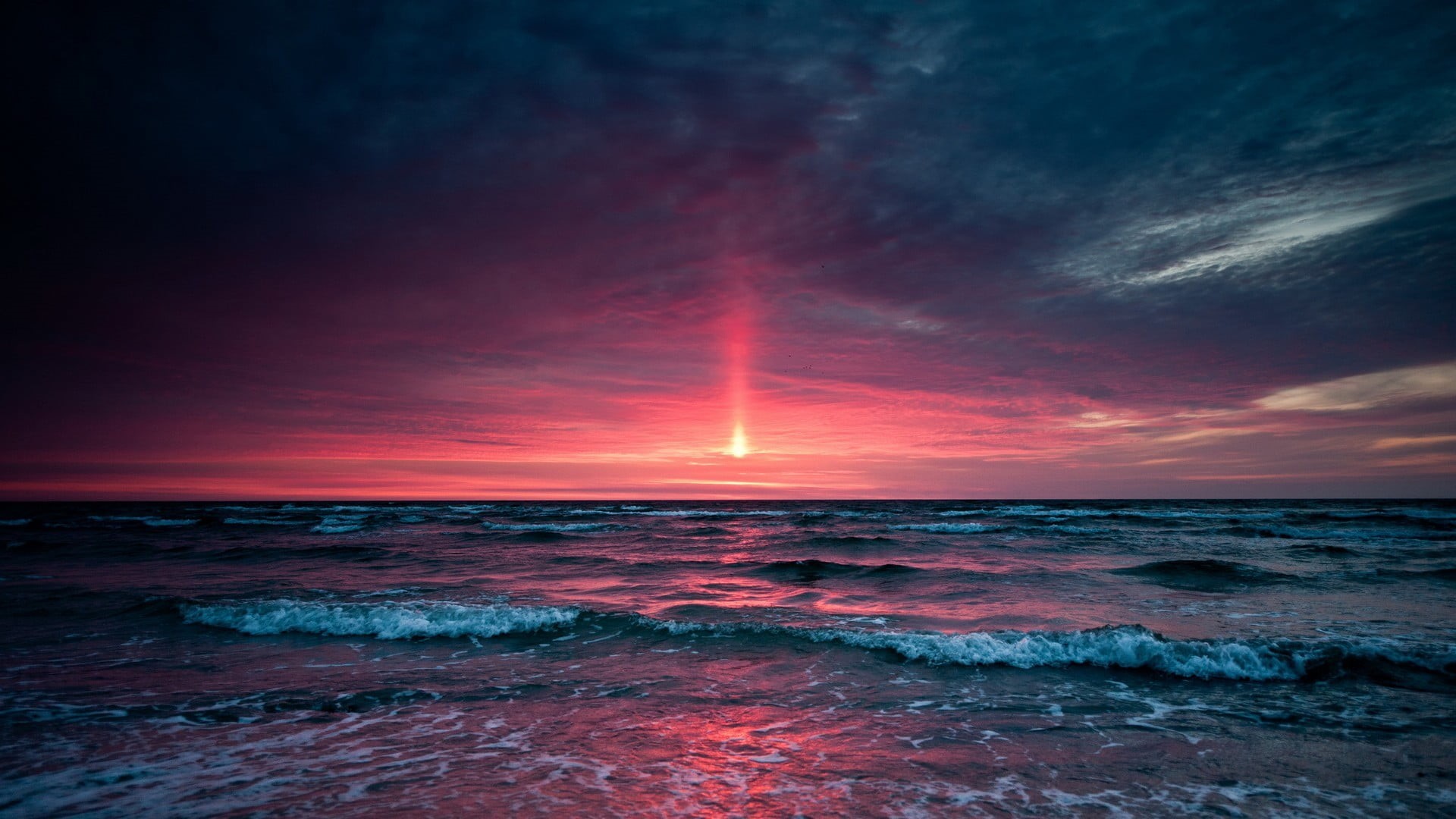 horizon Over Water, multi Colored, vacations, awe, red, nature, scenics, waves, water, ocean, tropical Climate, tranquil Scene, dusk, astronomy, sea, cloud - Sky, HD Wallpaper