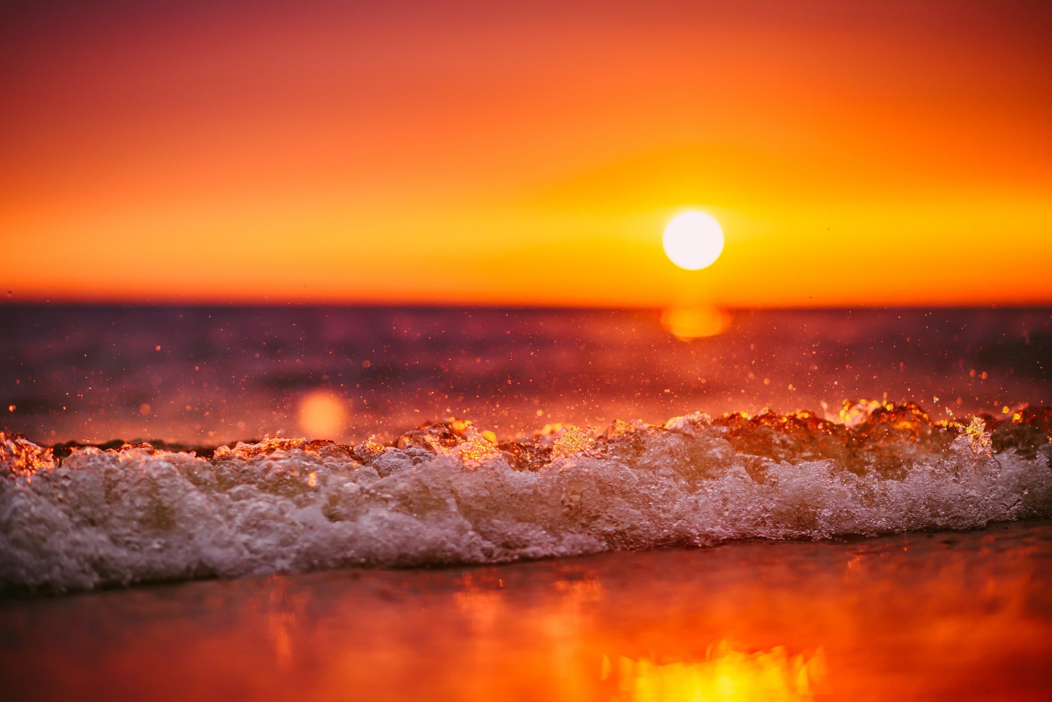 photo, wave, 1080P, sea, sunset, HD Wallpaper