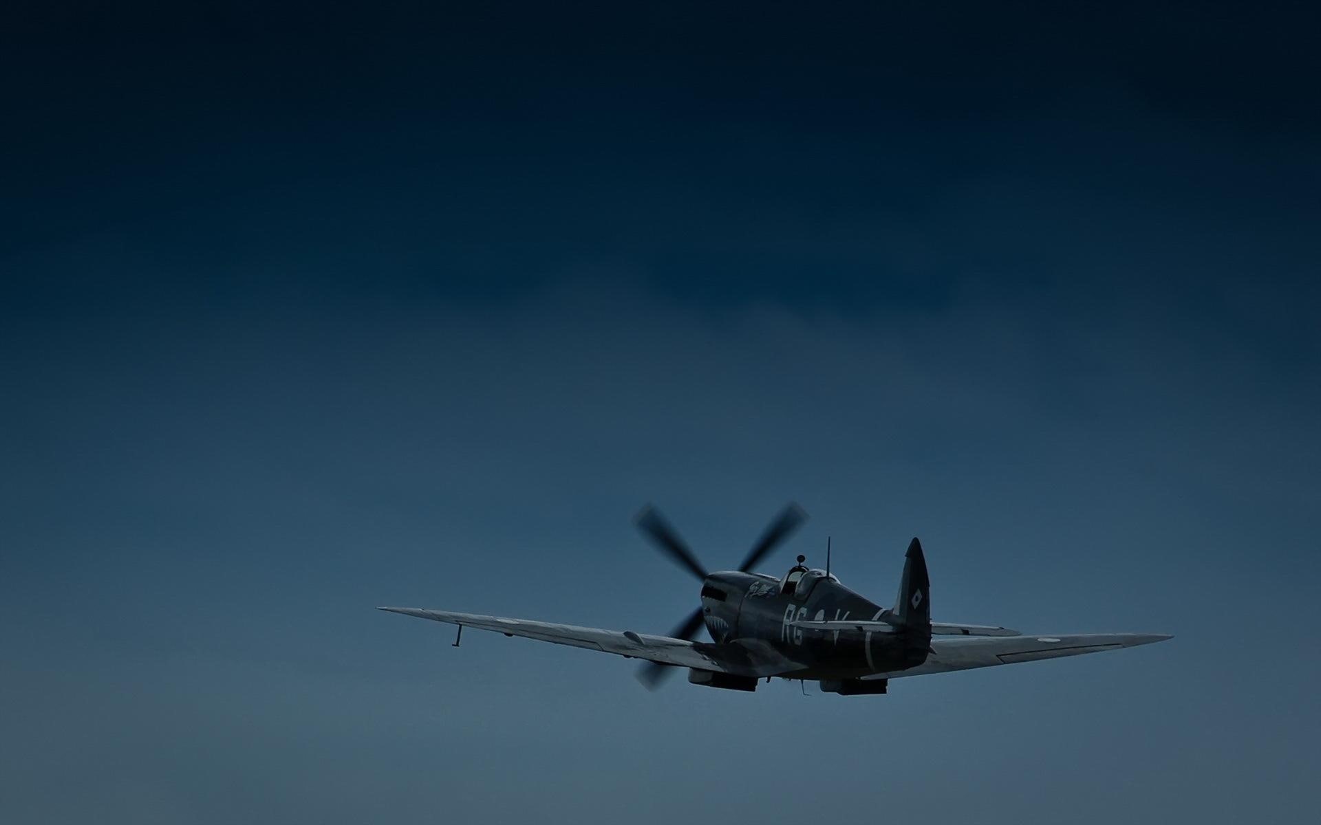 dusk, spitfire, supermarine, antique, british, airplane, wwii, vintage, 1080P, plane, classic, HD Wallpaper