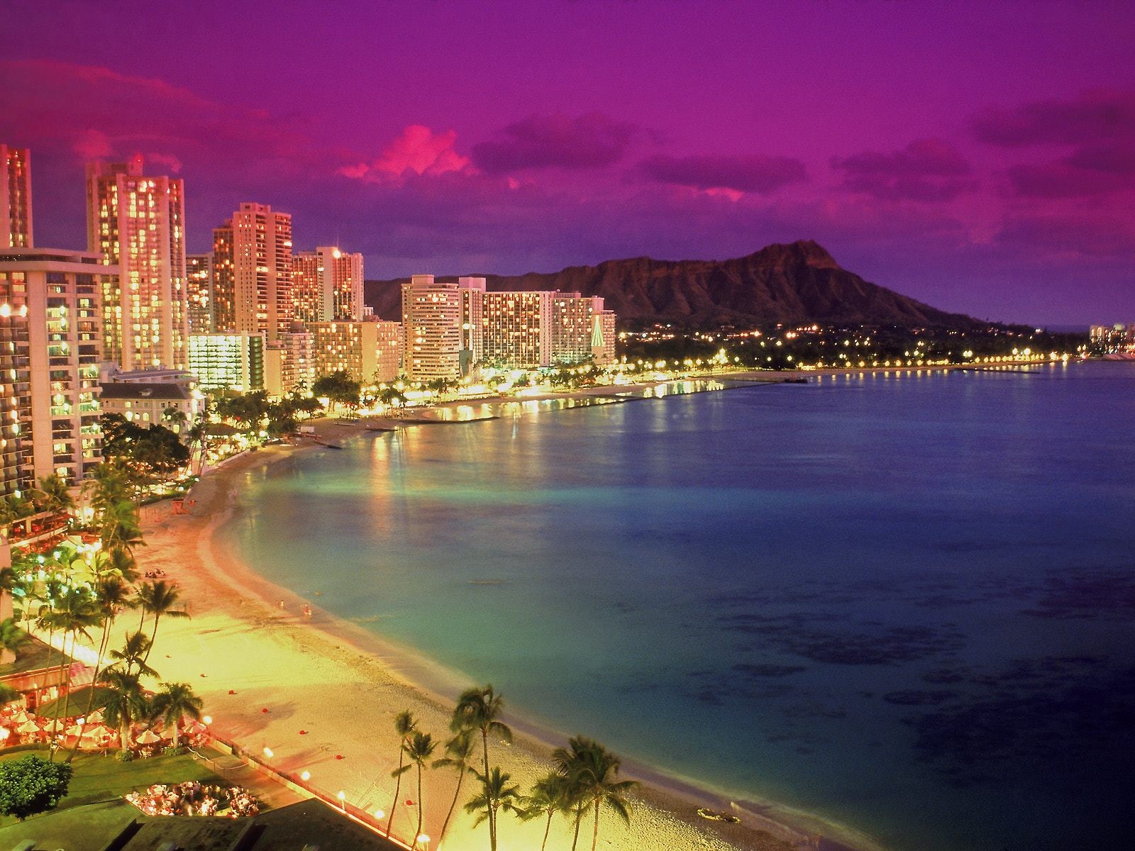 world, 720P, waikiki, travel, dusk, hd, hawaii, travel and world, at, HD Wallpaper
