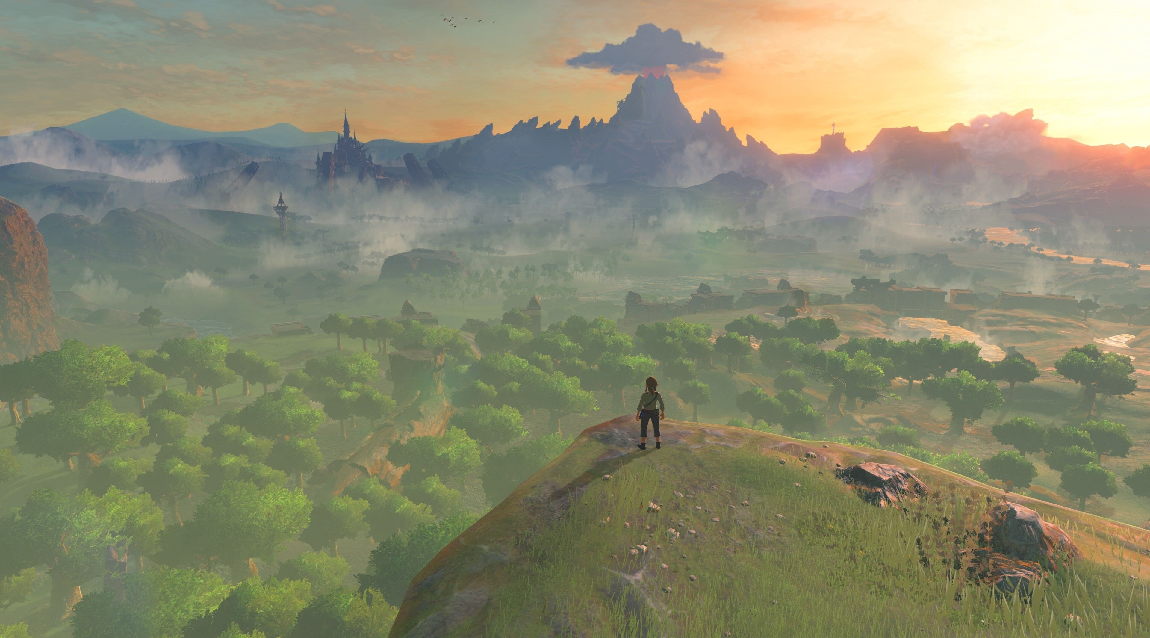 mountain, sky, fog, rural scene, scenics - nature, the legend of zelda breath of the wild 4k   background for computer, land, environment, outdoors, mountain range, HD Wallpaper