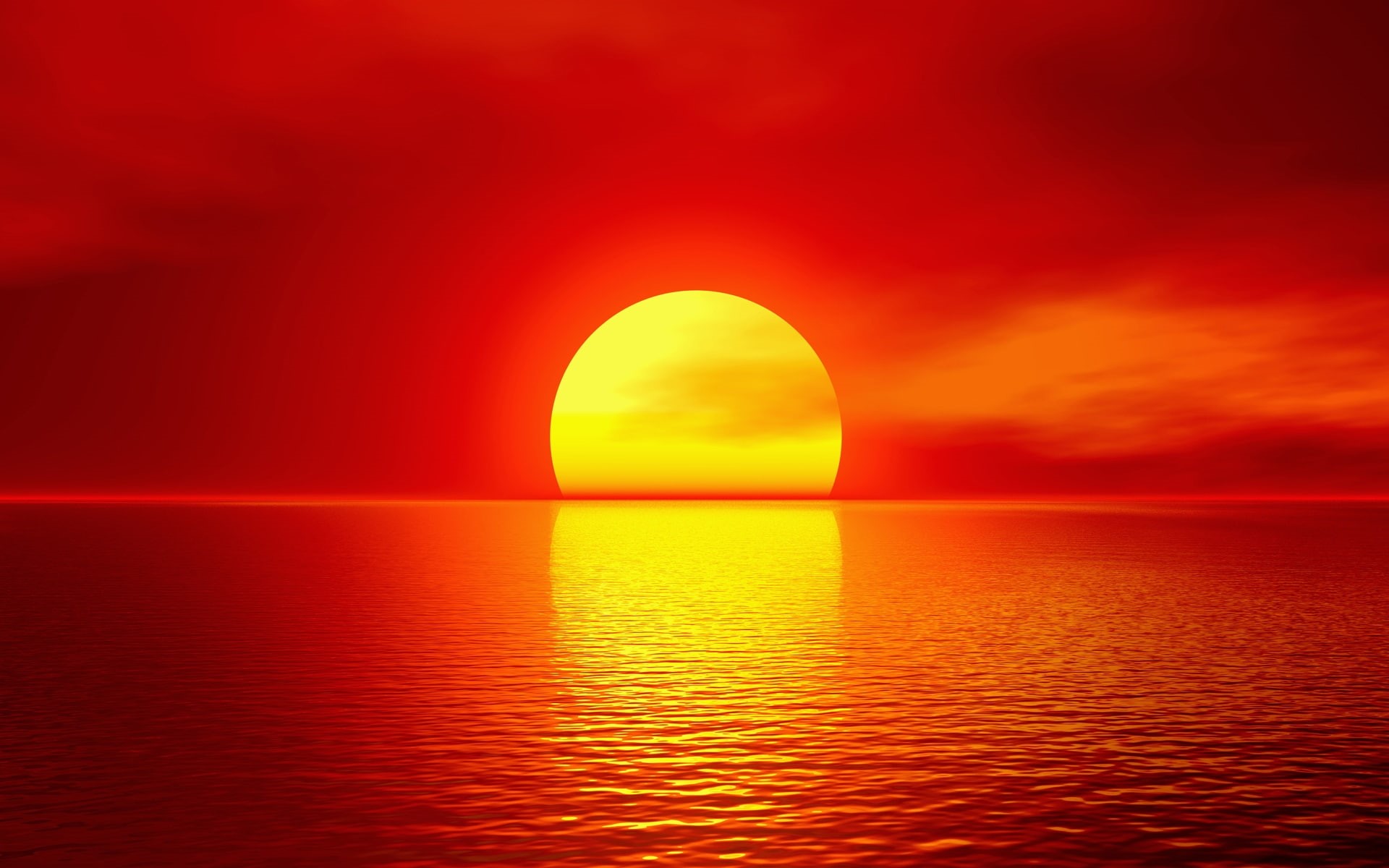 sky, summer, red, sea, 1080P, sun, background, photo, scenery, sunset, view, amazing, HD Wallpaper