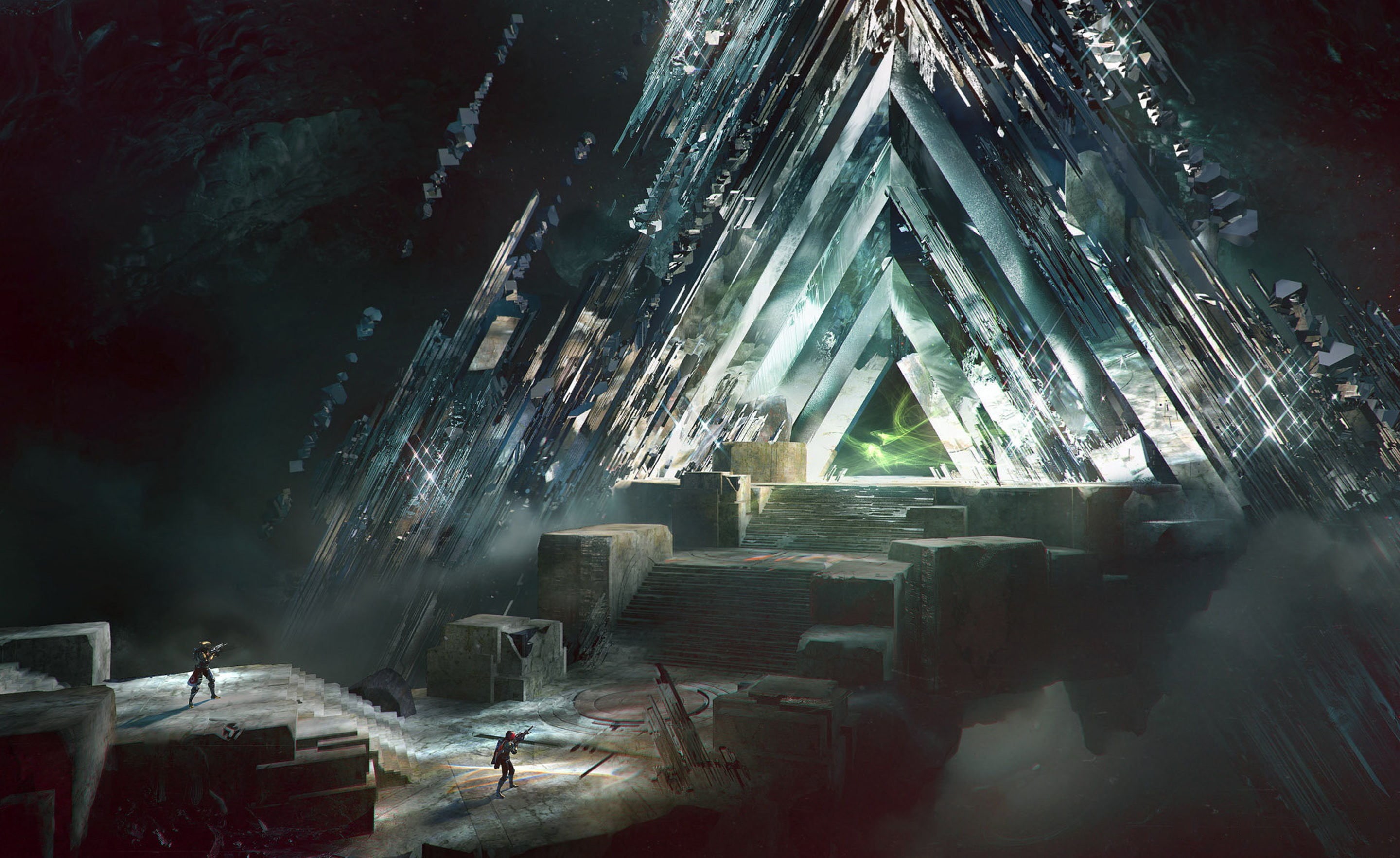 winter, soldier, ruined, low angle view, abandoned, standing, two, inside, dungeon, cold temperature, illustration, indoors, nature, building, Vault of Glass, HD Wallpaper