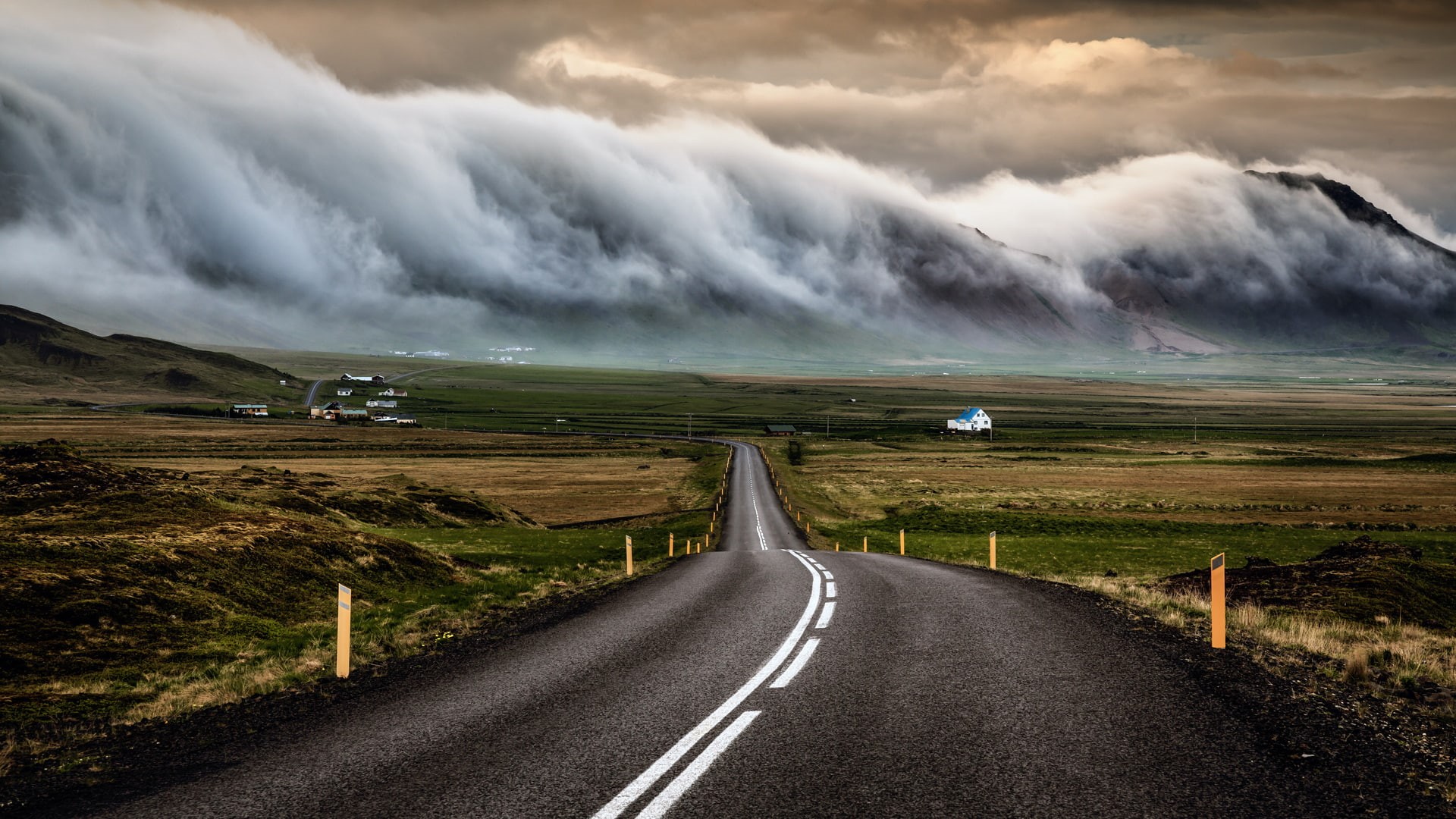 carretera, niebla, naturaleza, nubes, 1080P, HD Wallpaper
