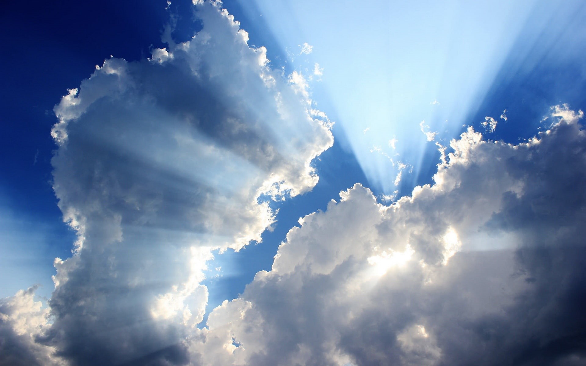 1080P, Sky, Clouds, White, Rays, Sun, Blue, HD Wallpaper
