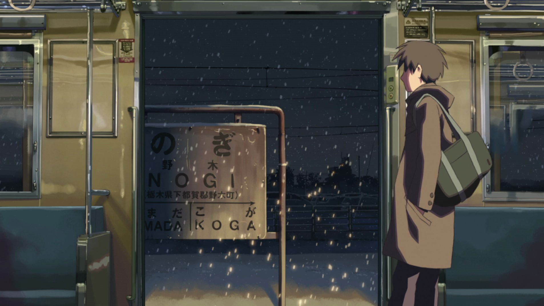 telephone, anime, indoors, telephone booth, communication, 720P, transparent, 5 Centimeters Per Second, day, incidental people, technology, text, mirror, HD Wallpaper