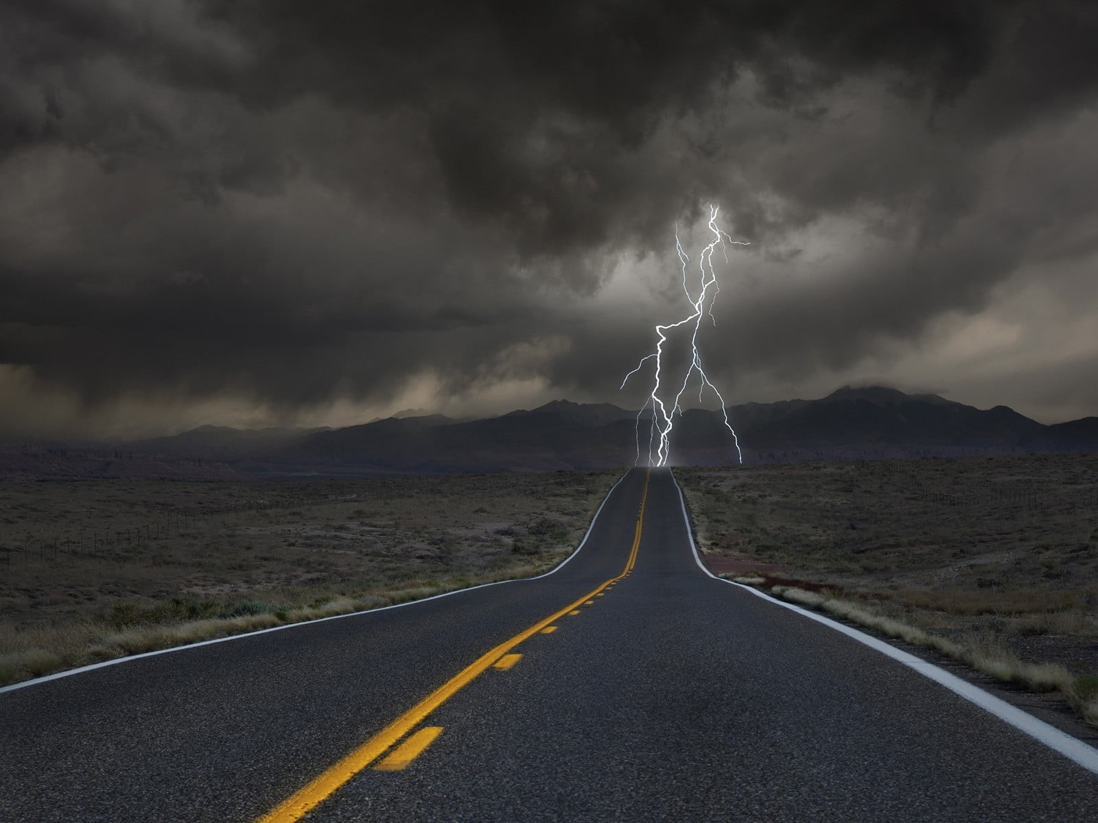 power in nature, lightning, thunderstorm, nature, symbol, road marking, scenics - nature, no people, marking, cloud - sky, asphalt, power, ominous, direction, HD Wallpaper