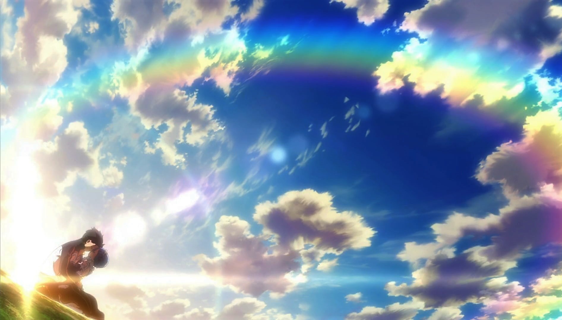 Natsuki Subaru, sunlight, nature, tranquility, leisure activity, people, cloud - sky, real people, blue, outdoors, bright, low angle view, cloudscape, sky, HD Wallpaper