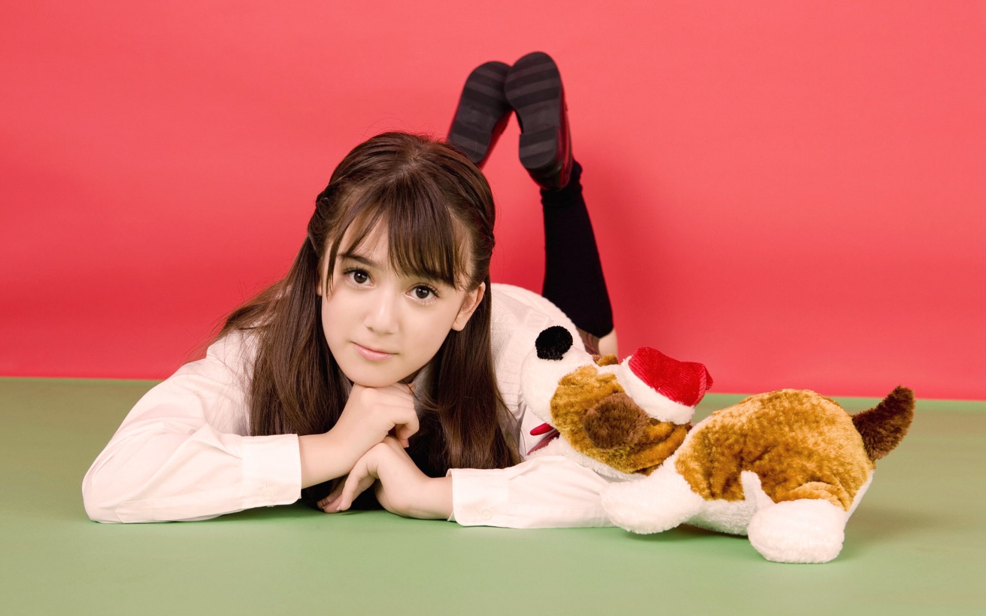 with, girl, hot babes and girls, cute, stuffed, 1080P, animal, HD Wallpaper