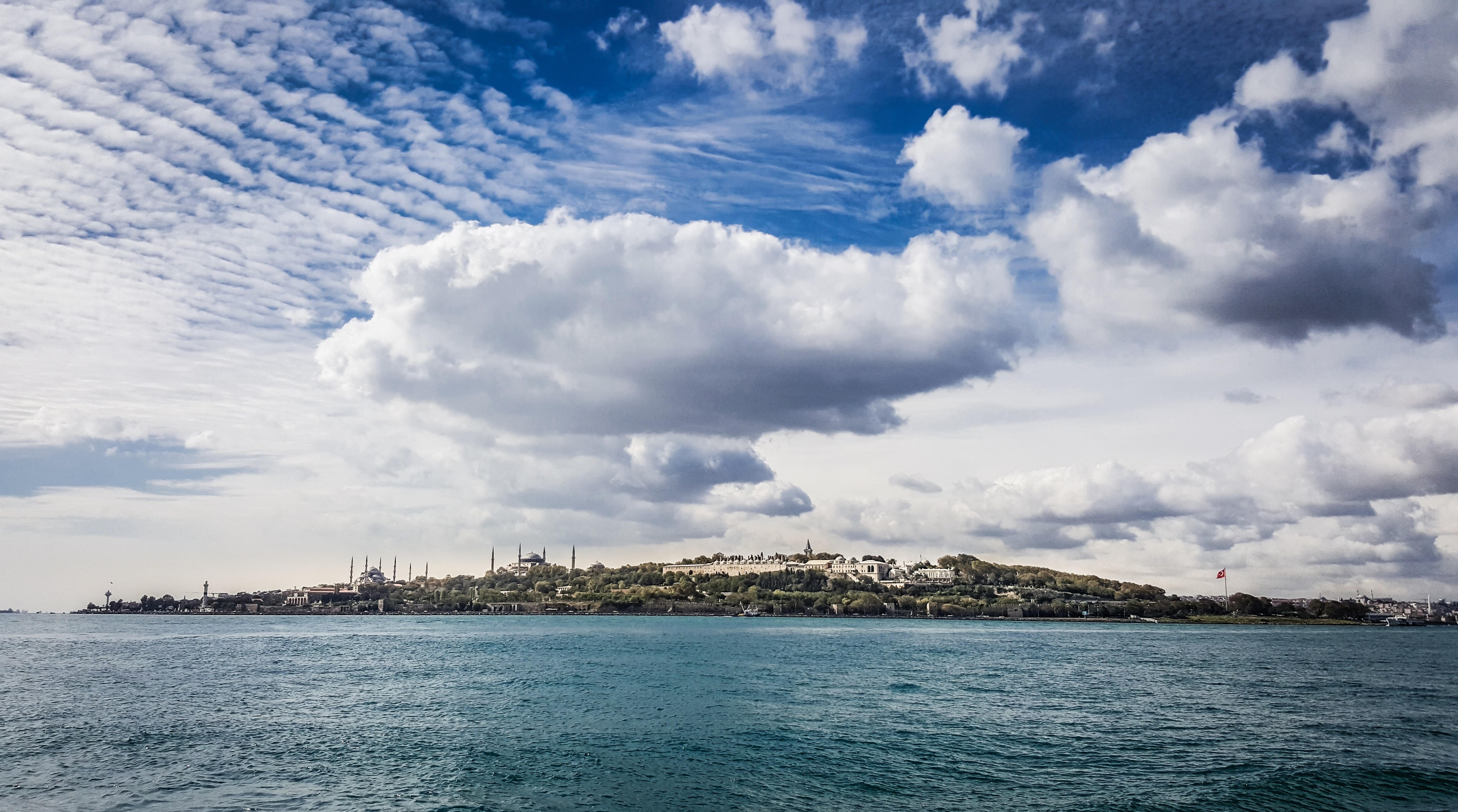 Europe, Turkey, city, cloud - sky, idyllic, view, sea, clouds, palace, built structure, sky, day, scenics - nature, architecture, istanbul, tranquility, HD Wallpaper