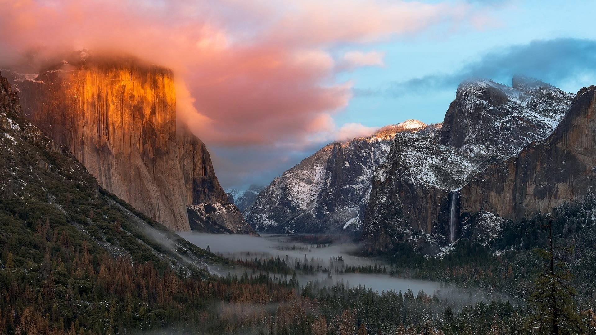 cloud - sky, tranquility, non-urban scene, mountain peak, fog, landscape, idyllic, yosemite valley, formation, morning, california, mount scenery, beauty in nature, HD Wallpaper