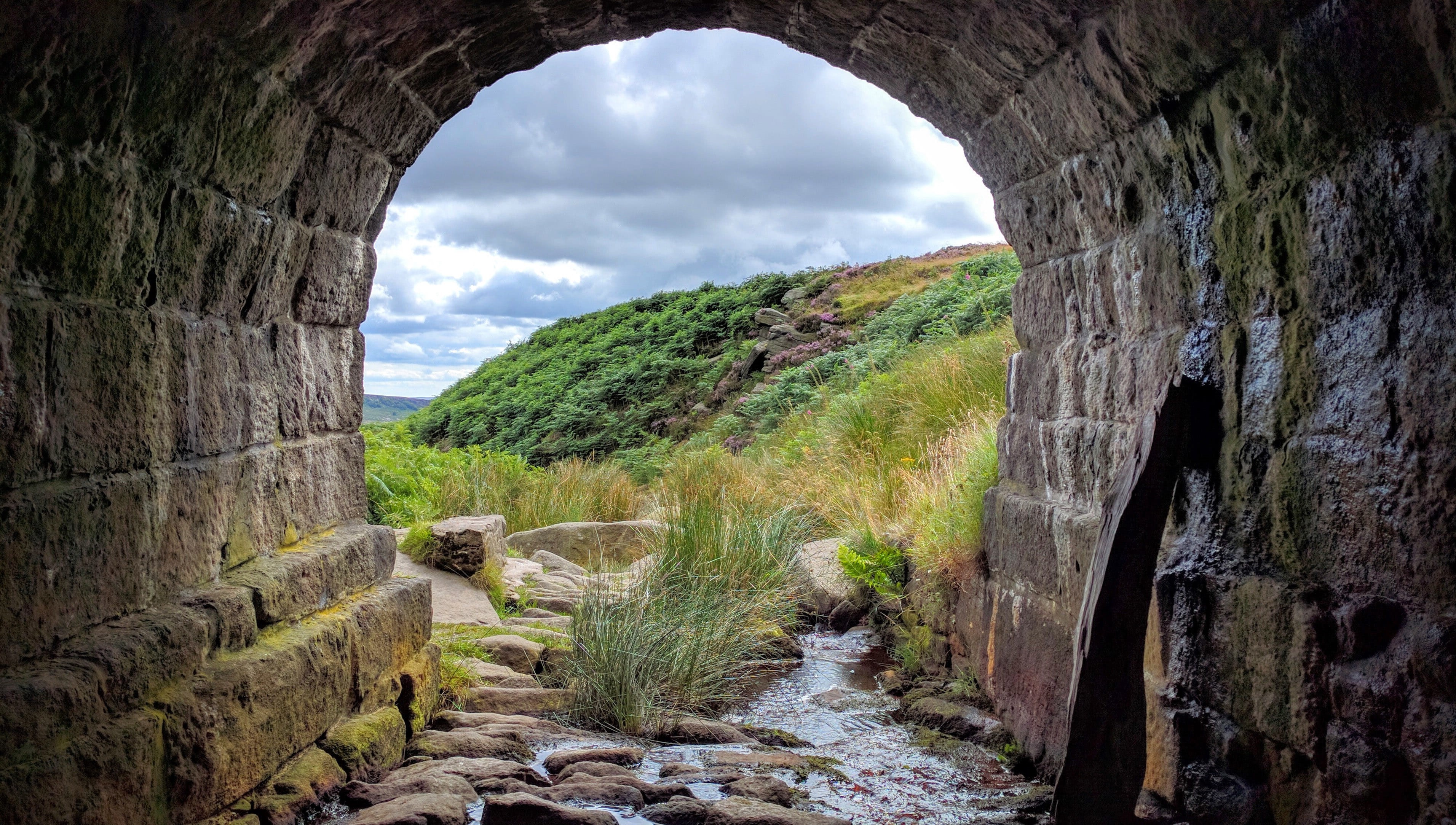 solid, nature, cloud - sky, roman, old, day, rock - object, scenics - nature, plant, stock photo, the Past, tree, England, hills, trees, tunnel, old Ruin, HD Wallpaper