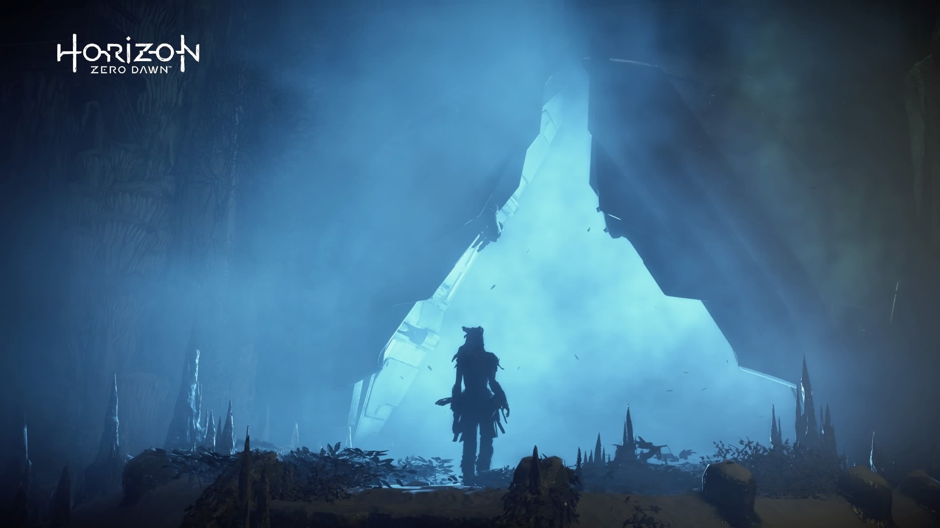 silhouette, illuminated, horizon zero dawn, human representation, sign, nature, Aloy (Horizon: Zero Dawn), built structure, communication, smoke - physical structure, HD Wallpaper
