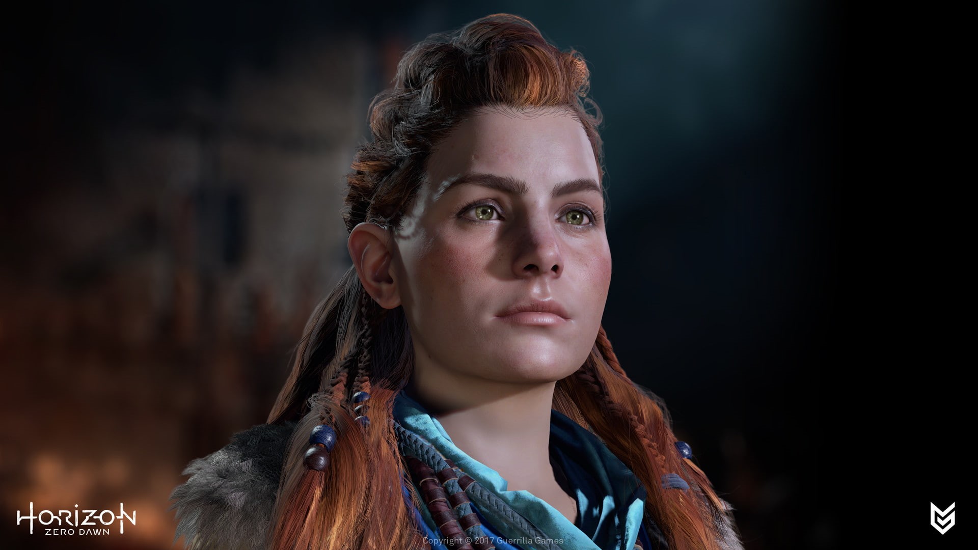 zero, technology, beautiful woman, Aloy (Horizon: Zero Dawn), focus on foreground, contemplation, art, child, looking, hd, horizon, 1920x1080 px, Dawn, HD Wallpaper