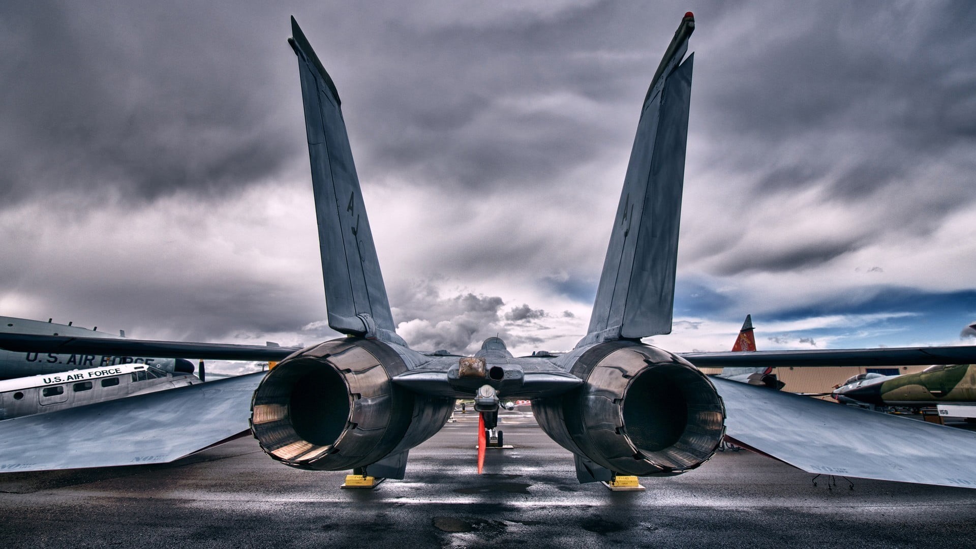 travel, nature, jet fighter, travel destinations, water, architecture, transportation, military aircraft, gray, military, built structure, black, storm cloud, HD Wallpaper