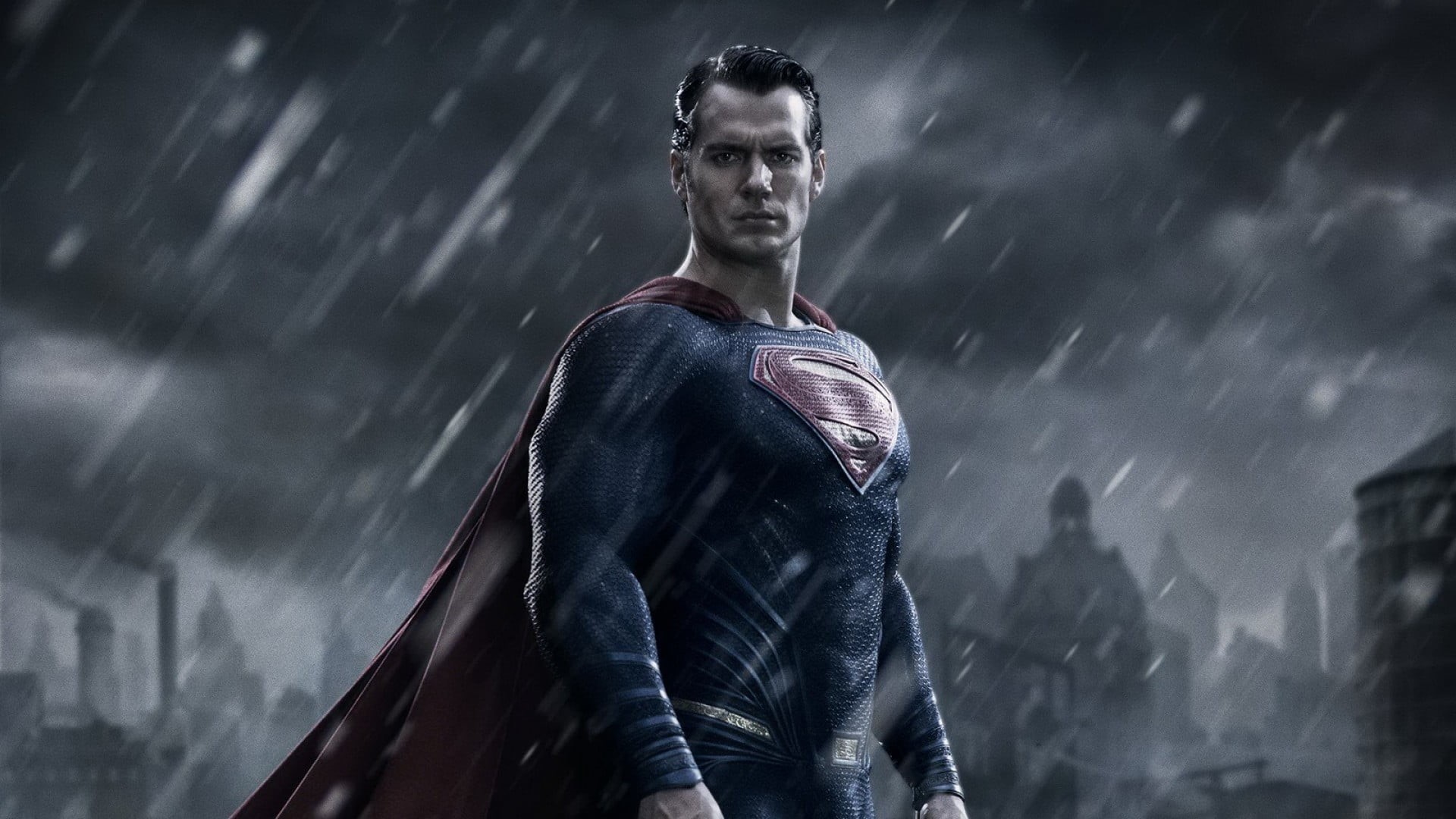 looking, screenshot, 1080P, storm, rain, cloud - sky, one person, movie, adult, young adult, beautiful people, handsome, sky, still, portrait, city, Superman, HD Wallpaper